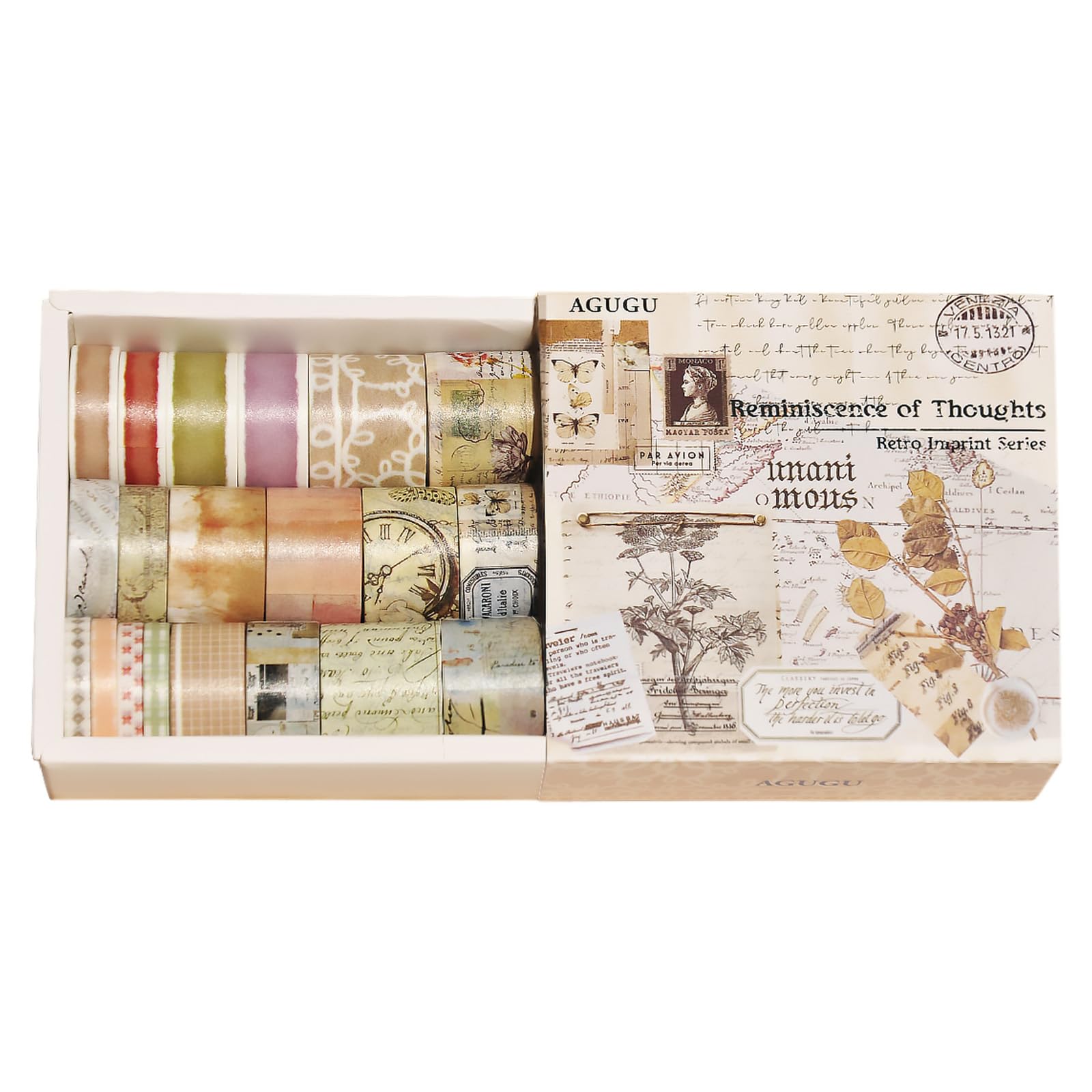 Bailinks Vintage Washi Tape Set for Scrapbooking,20 Rolls Decorative Masking Tape Multi-pattern Scrapbook Tape Stickers for DIY Crafts Bullet Journals Planners,Gift Wrapping Decoration