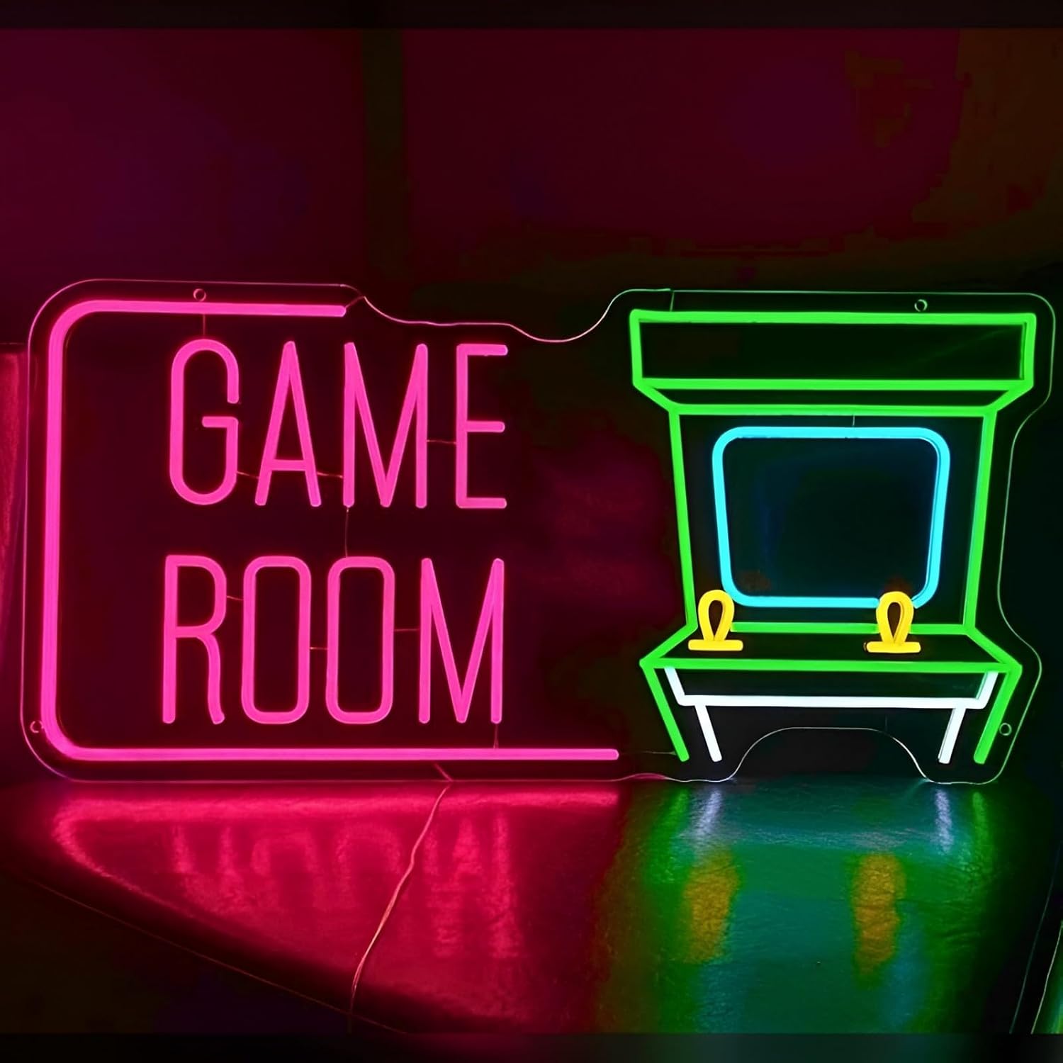 Arcade Game Room Neon Sign, Dimmable USB Gaming LED Neon Lights for Wall Decor, Custom Arcade Machine Light Up Sign for Bedroom Game Room Bar Basement Streaming Setup Decor, Gift for Gamers