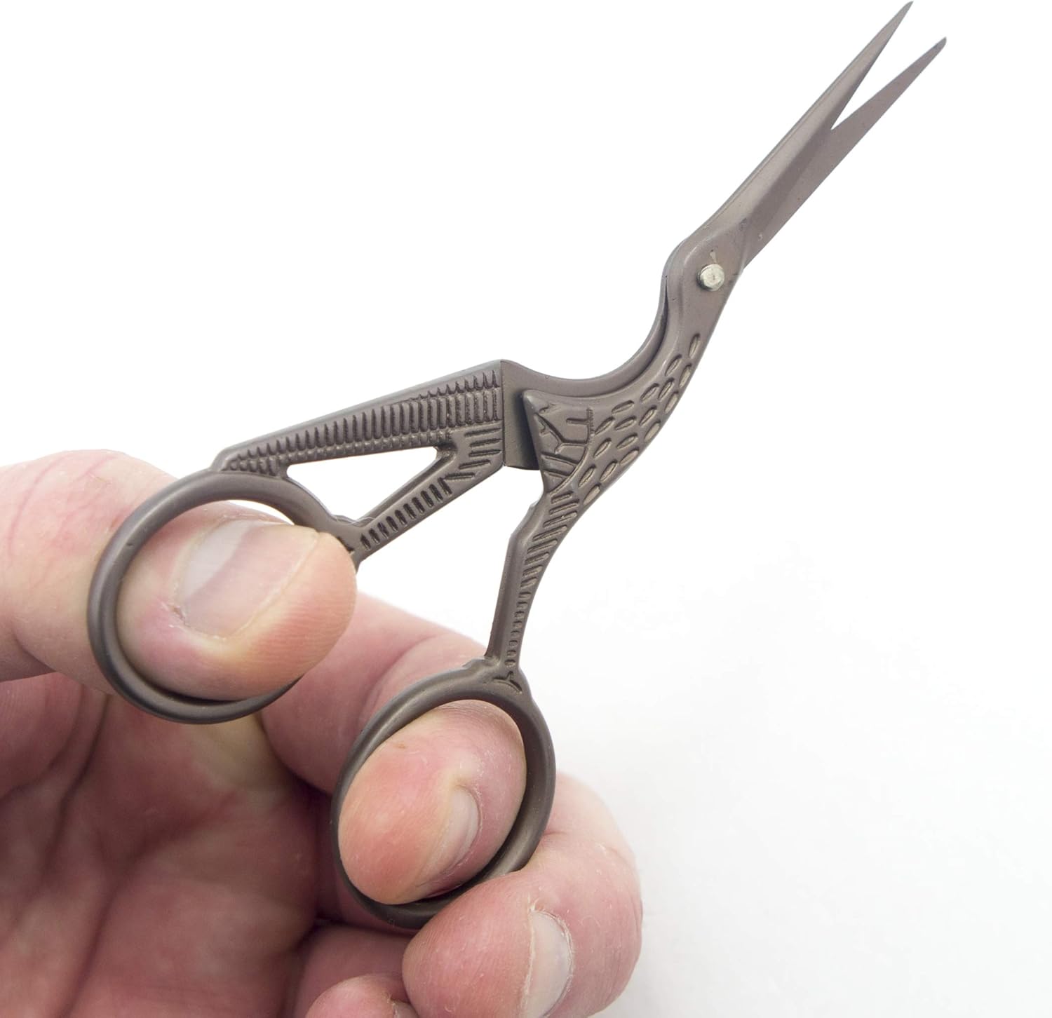 Classic Large Forged Stork Embroidery Scissors, Antique Finish 4.6”