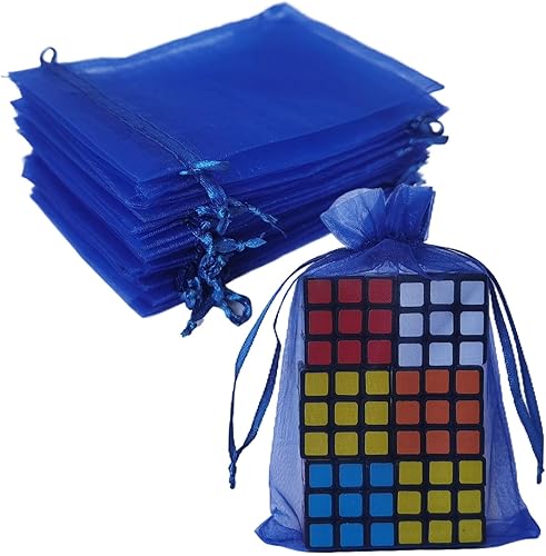 Bolsas de regalo de organza, 100 unidades con cordón de 4 x 6 pulgadas, color azul rey para baby shower, cumpleaños de niña, recuerdos de fiesta,