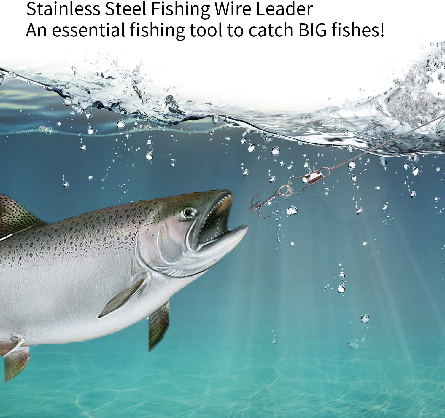 72Pcs Fishing Stainless Steel Wire Leader - Wire Leaders for Fishing, Fishing Leader with Swivels and Snaps, Kits Connect Tackle Lures Rig or Hooks(Silver) : Everything Else