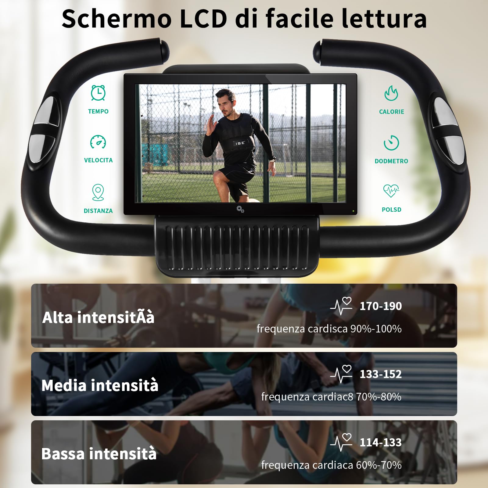 ISE Cyclette da Casa, Cyclette Pieghevole per Casa con Resistenza Magnetica a 8 Livelli Schermo LCD Supporto per Smartphone/Tablet