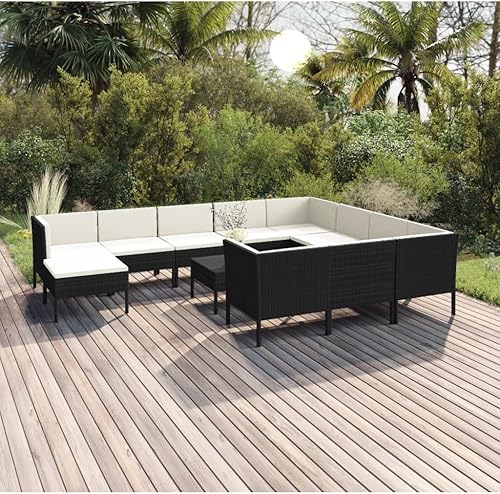 Miniatura 10 de ZQQLVOO Juego de mesa de comedor de jardín para patio trasero resistente a todo tipo de clima juego de muebles de exterior de 12 piezas con cojines