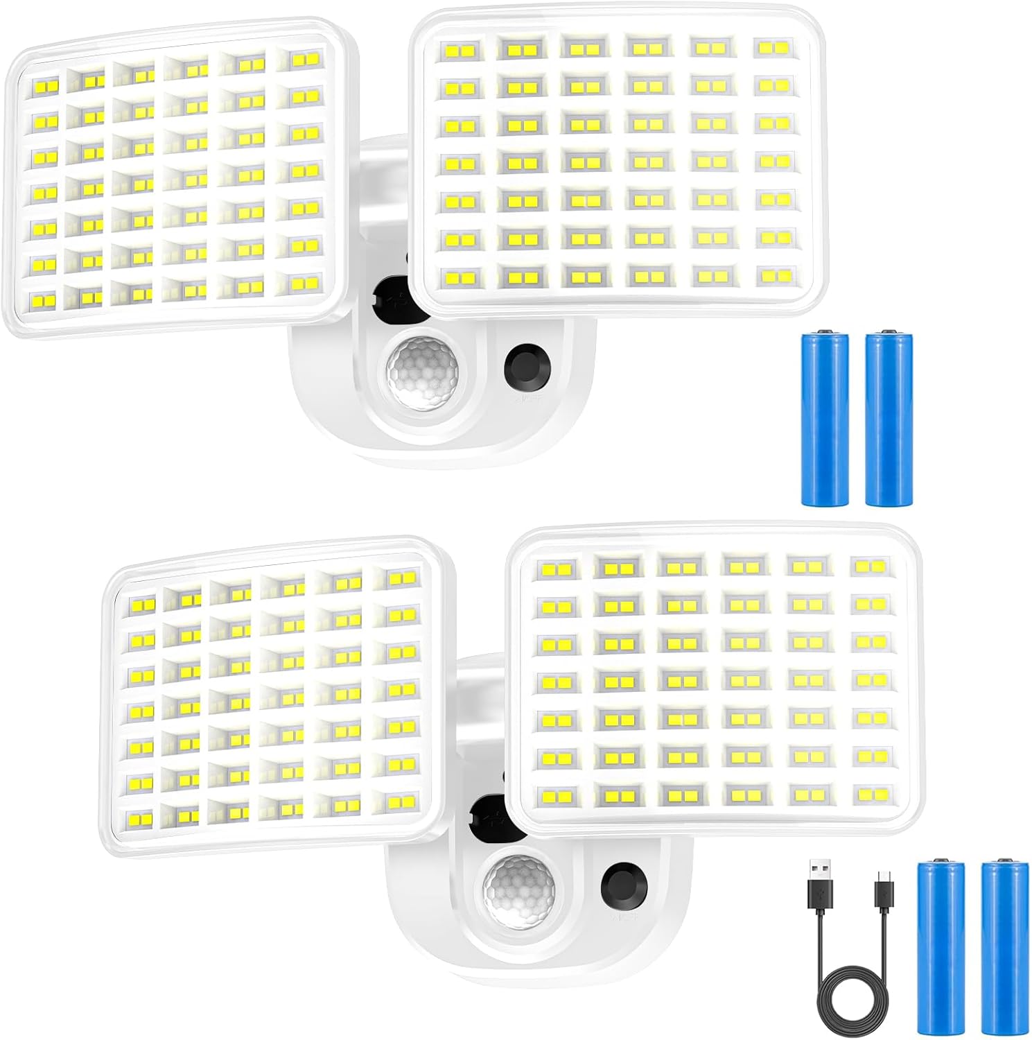 Rechargeable Battery Powered Motion Sensor Light, 2500LM & 4000LM Dual Modes Security Lights, USB Charging Wireless Flood Light, LED Outdoor Lights for Garage,Yard,Shed,Porch, White, 2