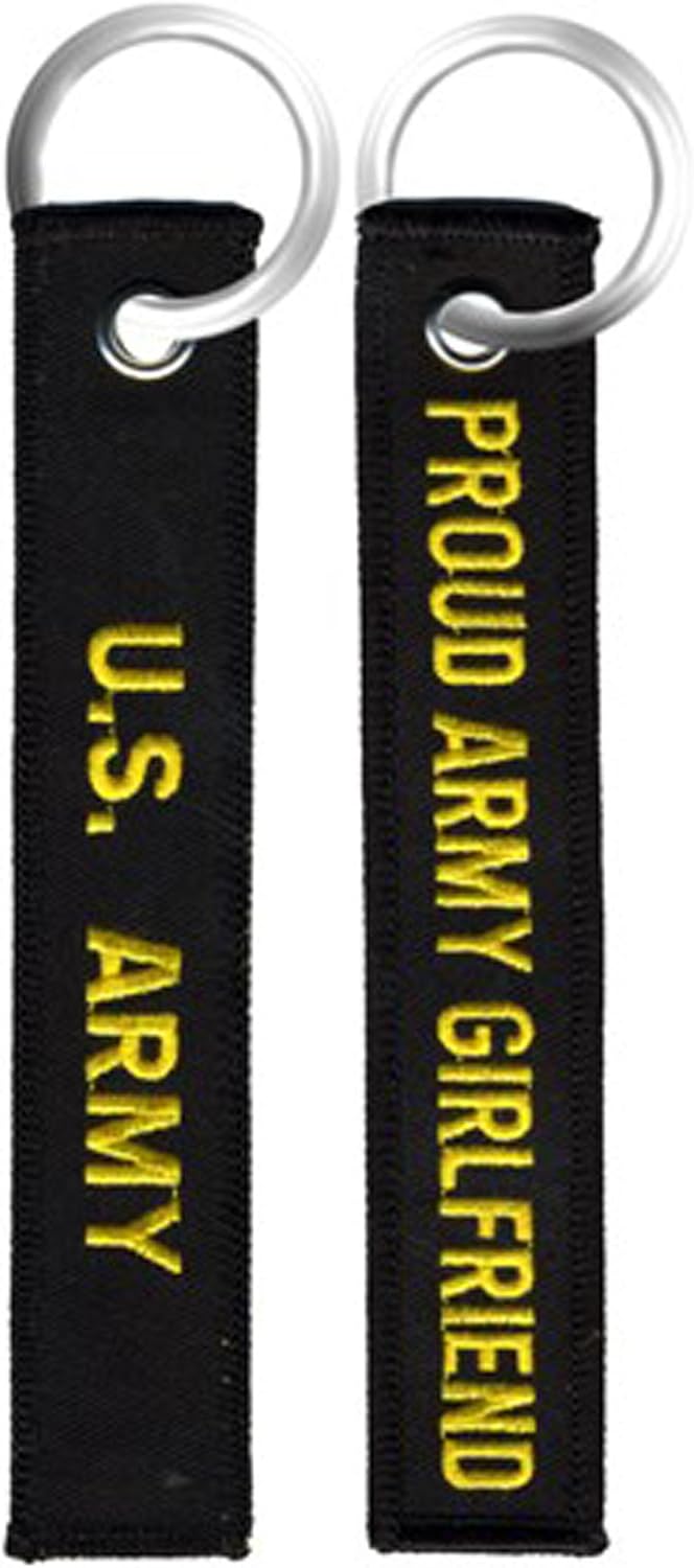 U.S. Army / Proud Army Girlfriend - Black Embroidered Key Chain Fob
