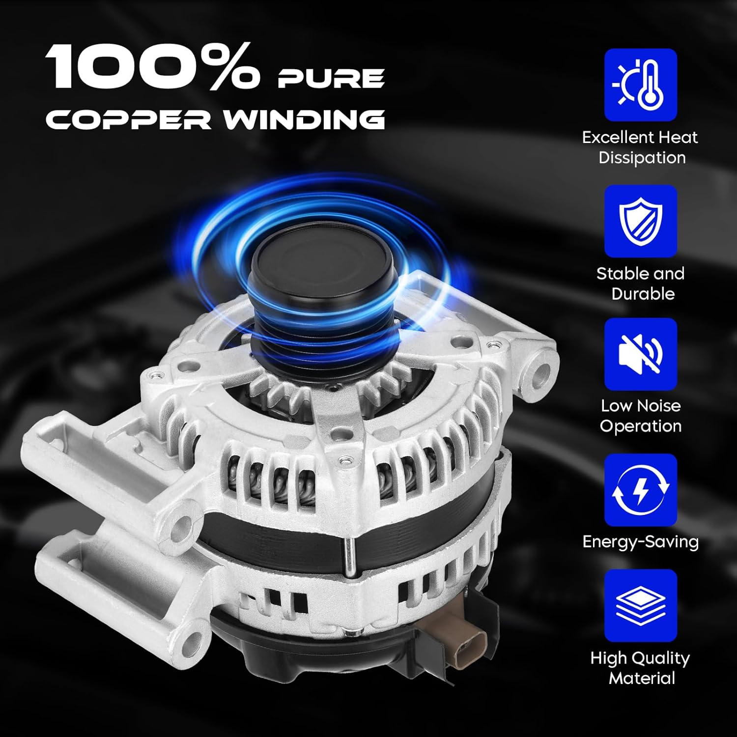 New Alternator for Chevrolet Impala 2.5L 2014 2015, for Malibu 2.0L 2.5L 2013-2015, for Buick Regal 2.0L 2014-2017 Envision 2.0L 2.5L 2017-2020, Replaces 11681 13592810 (2.0L Only for Turbocharged)