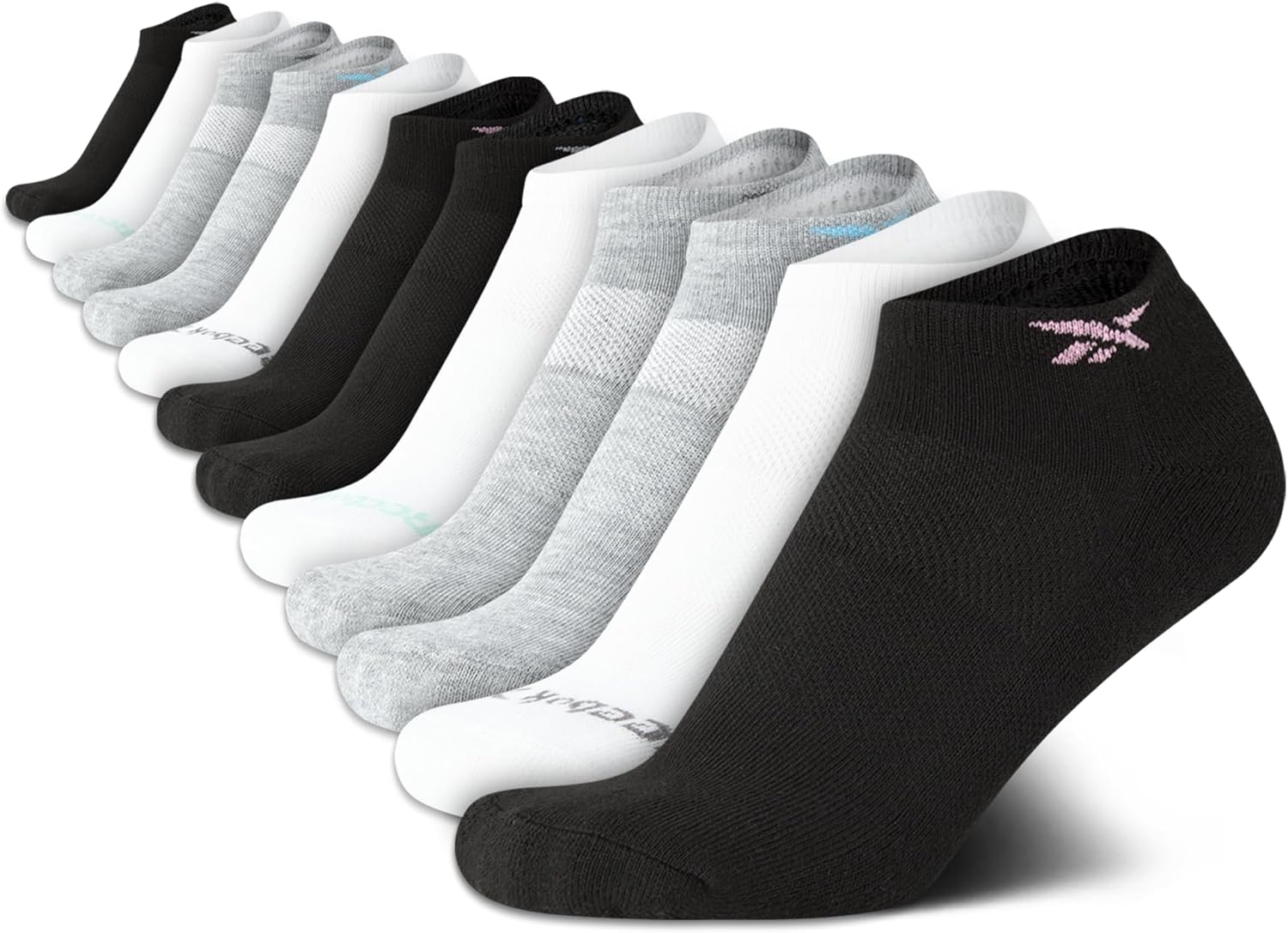 Reebok Womens Low Cut Socks - 12 Pack Performance Cushioned Comfort No Show Sock - Athletic Socks for Women (4-10)