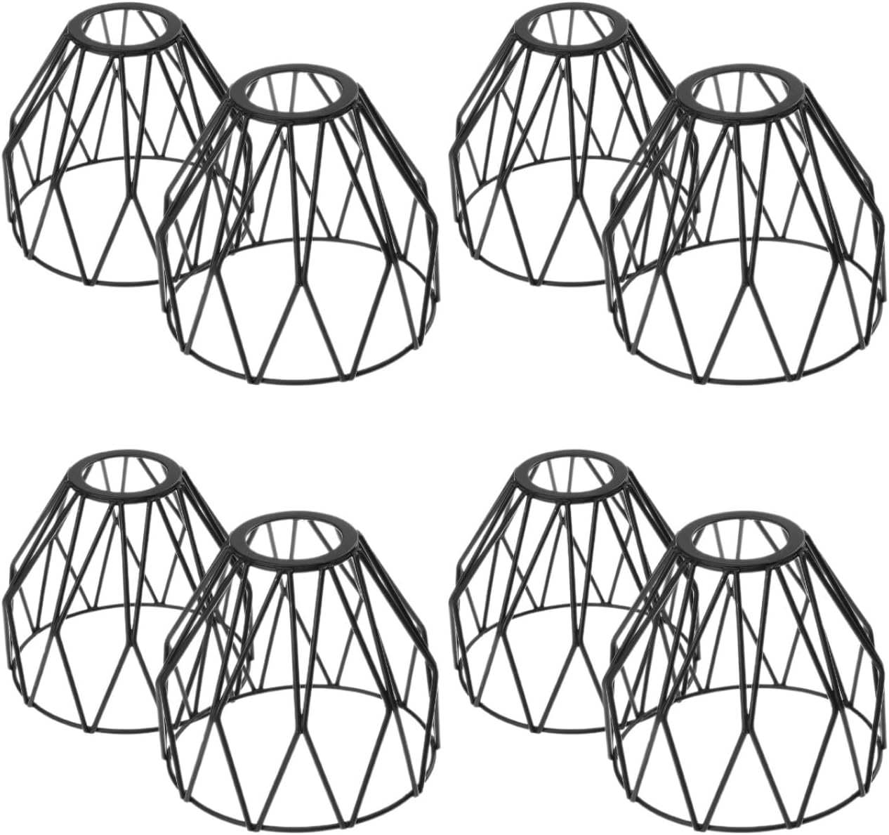 Housoutil 8-Pack Pendant Light Shade Metal Cage Lampshades 3.66X3.66X12.59In Replacement Bulb Guards for Hanging Pendant Lighting Fixtures