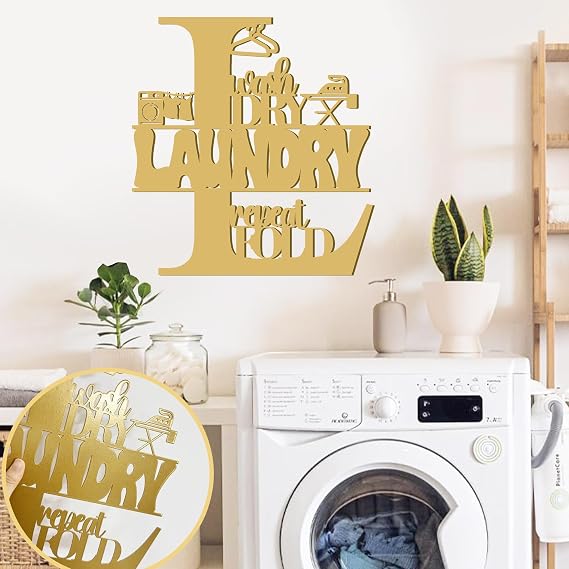 Easma Laundry Wall Stickers Decals, Gold