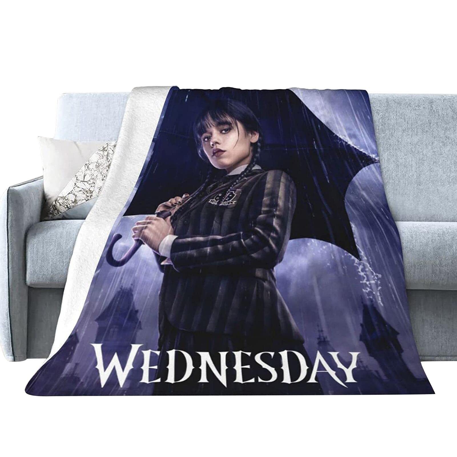 Wednesdays Addams Fluffy Blanket, 100x150cm Flannel Fleece Blanket Wednesdays Addams Merchandise, Addams-Family Theme Throw Blanket, Wednesdays Addams Bedding Soft Sofa Blankets For Home Decor