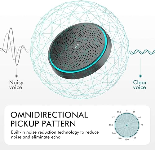 Miniatura 4 de WISE TIGER Micrófono de conferencia USB para juegos, Skype, Zoom - Micrófono de condensador omnidireccional 360 para PC con silencio de una tecla,
