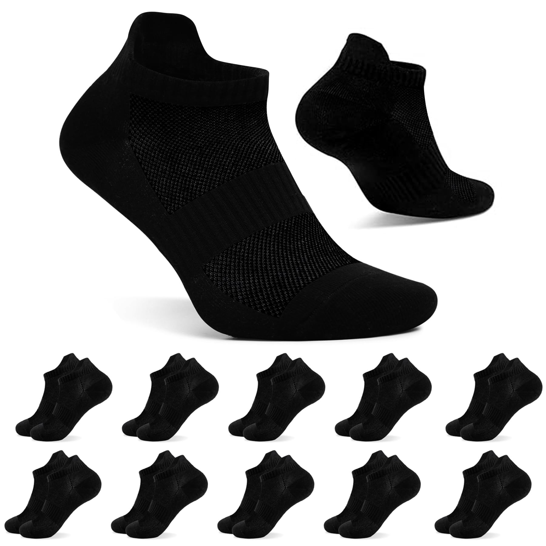 FALARY 10 Paar Sneaker Socken Herren Damen Kurze Socken Baumwolle Sportsocken Atmungsaktive Laufsocken