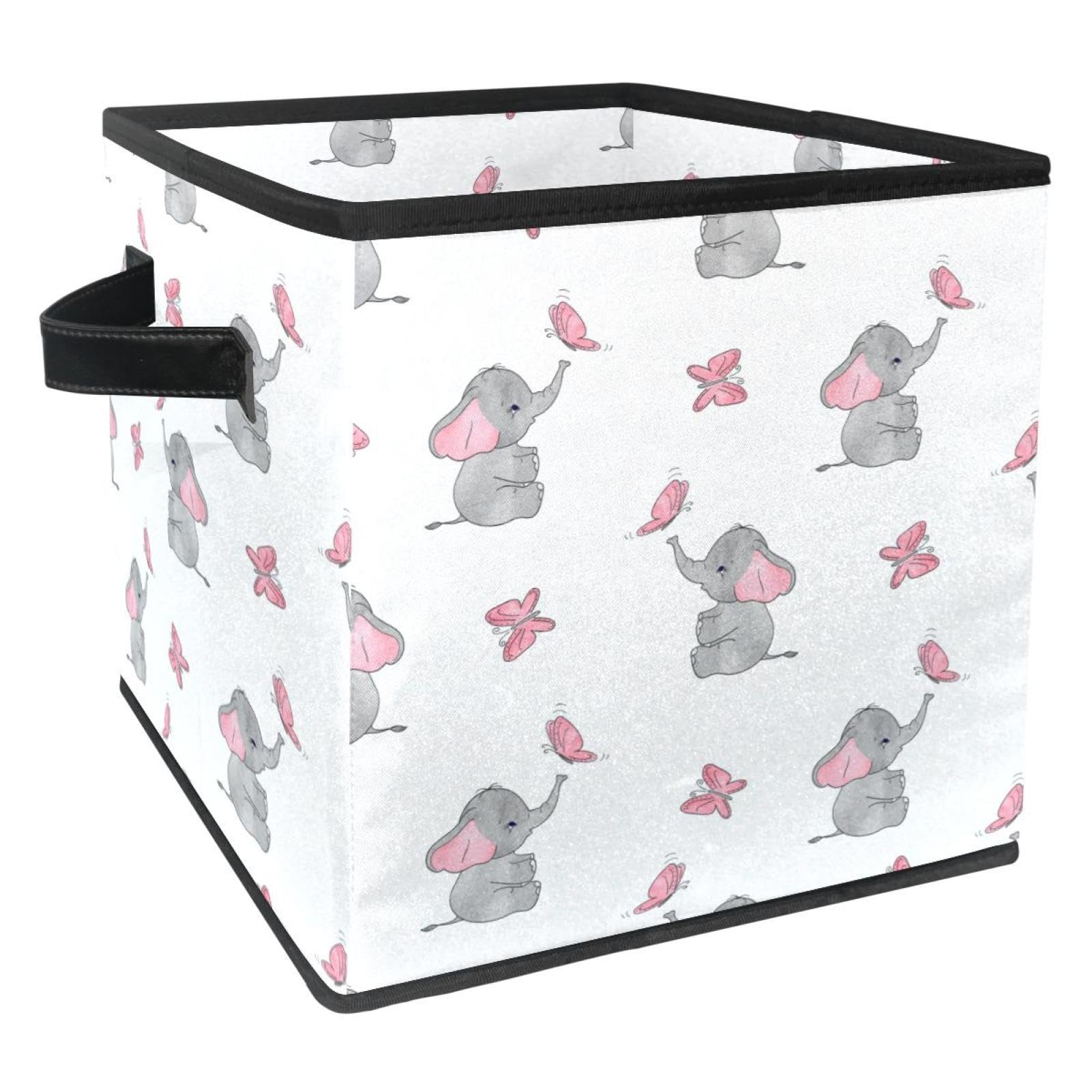 Cube de rangement pliable motif éléphant, bac en tissu idéal pour chambre bébé