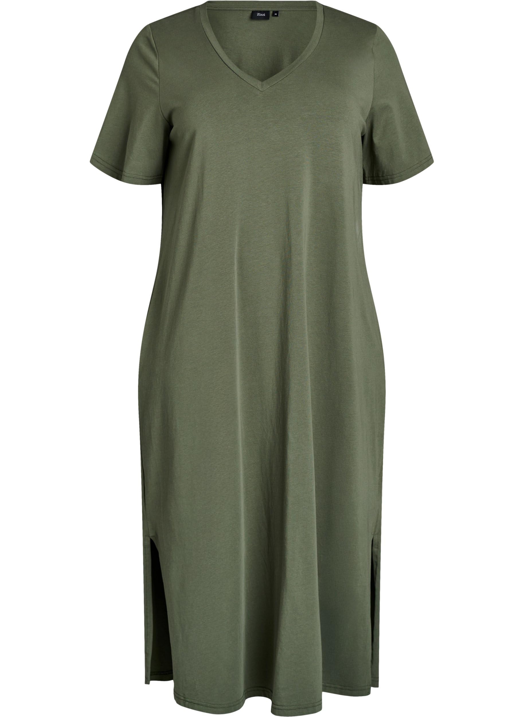 Zizzi Damen Große Größen Midikleid Kurzarm V-Ausschnitt Größe 42-60