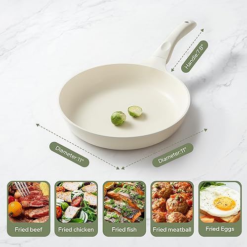 Miniatura 8 de Redchef Sartén de cerámica antiadherente, sartén antiadherente, sartenes grandes, sin PFAS ni PFOA, no tóxicas, compatibles con inducción, asas