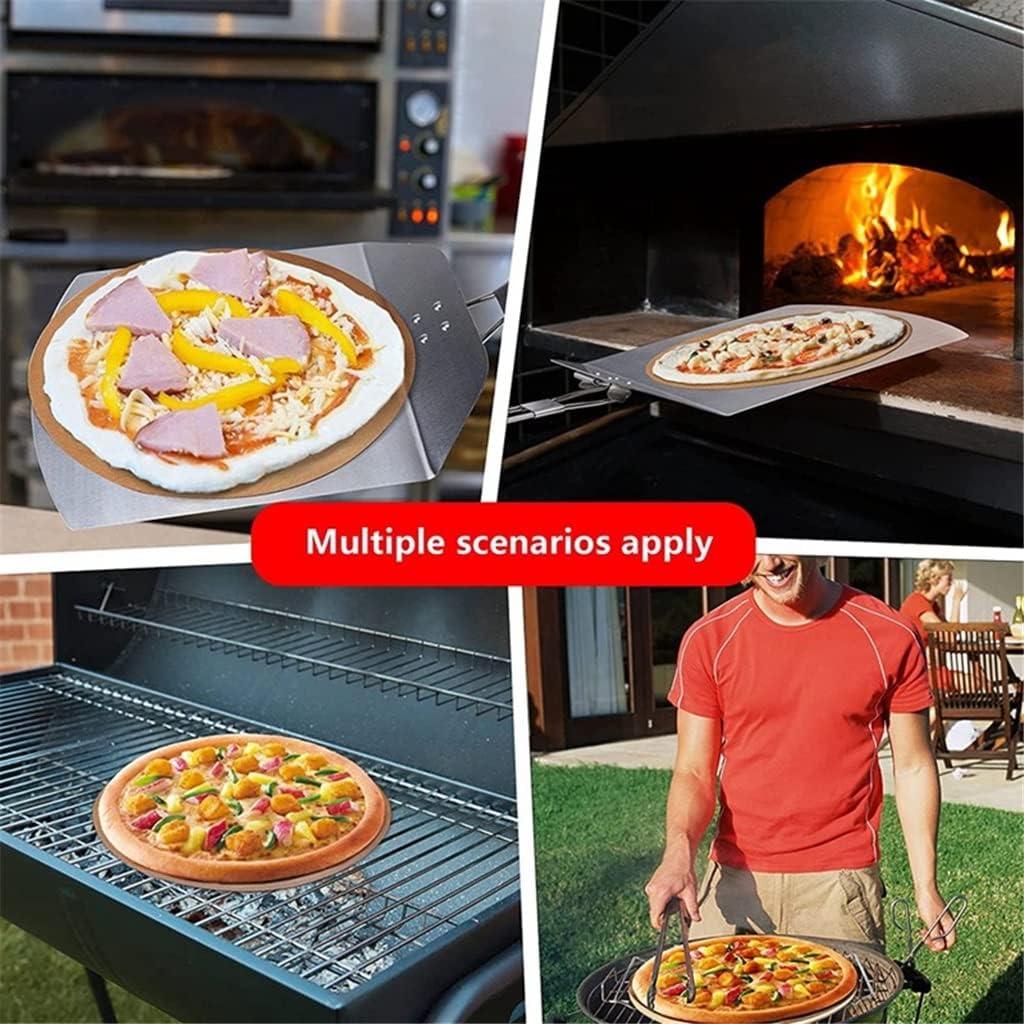 Pizza Stone Set 13 Pizza Stone for Grill and Oven with Foldable Metal Pizza Peel and Accessories Set