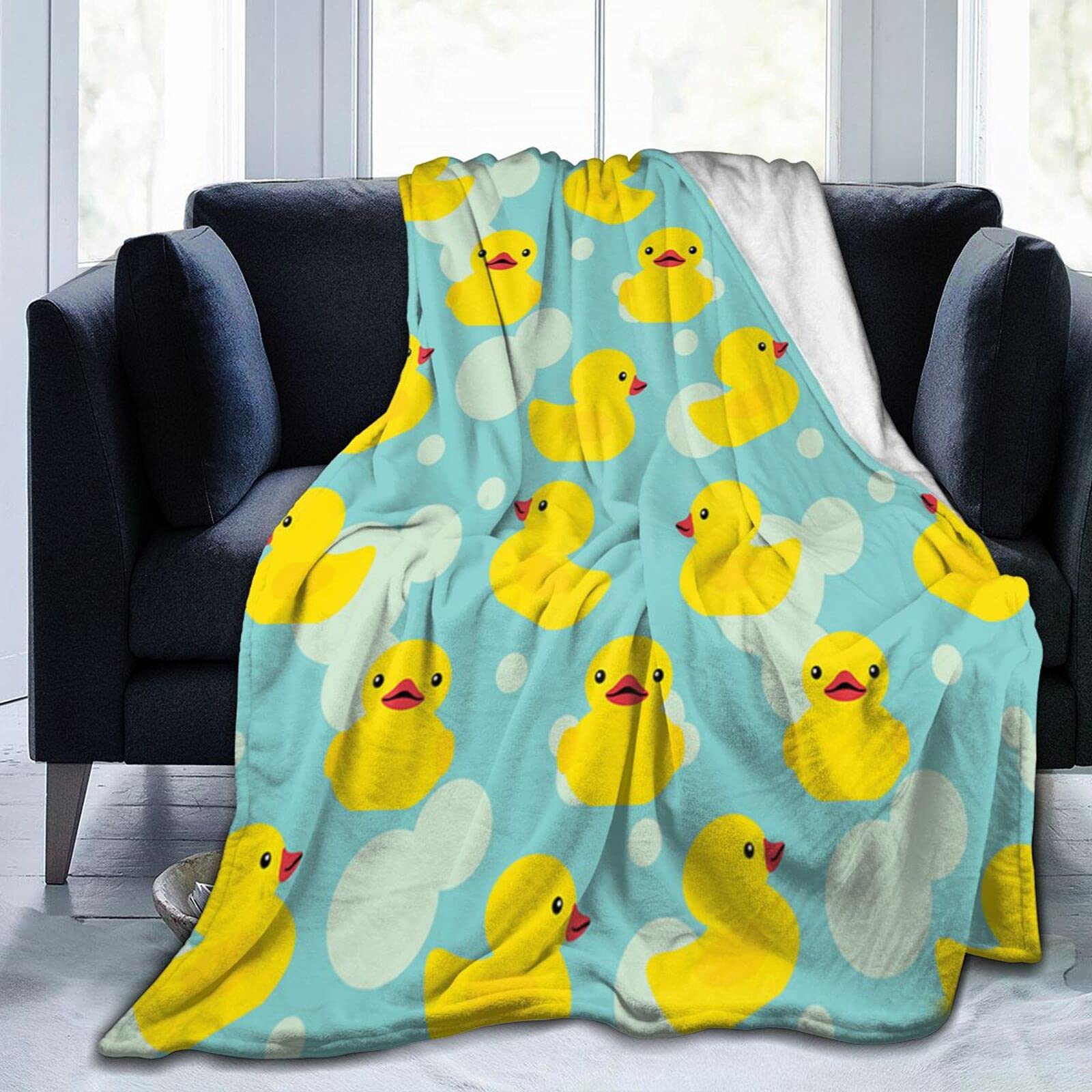 Rubber Ducky Flannel Fleece Throw Blankets for Bed Sofa Living Room Soft Blanket Warm Cozy Fluffy Throw Plush Blanket