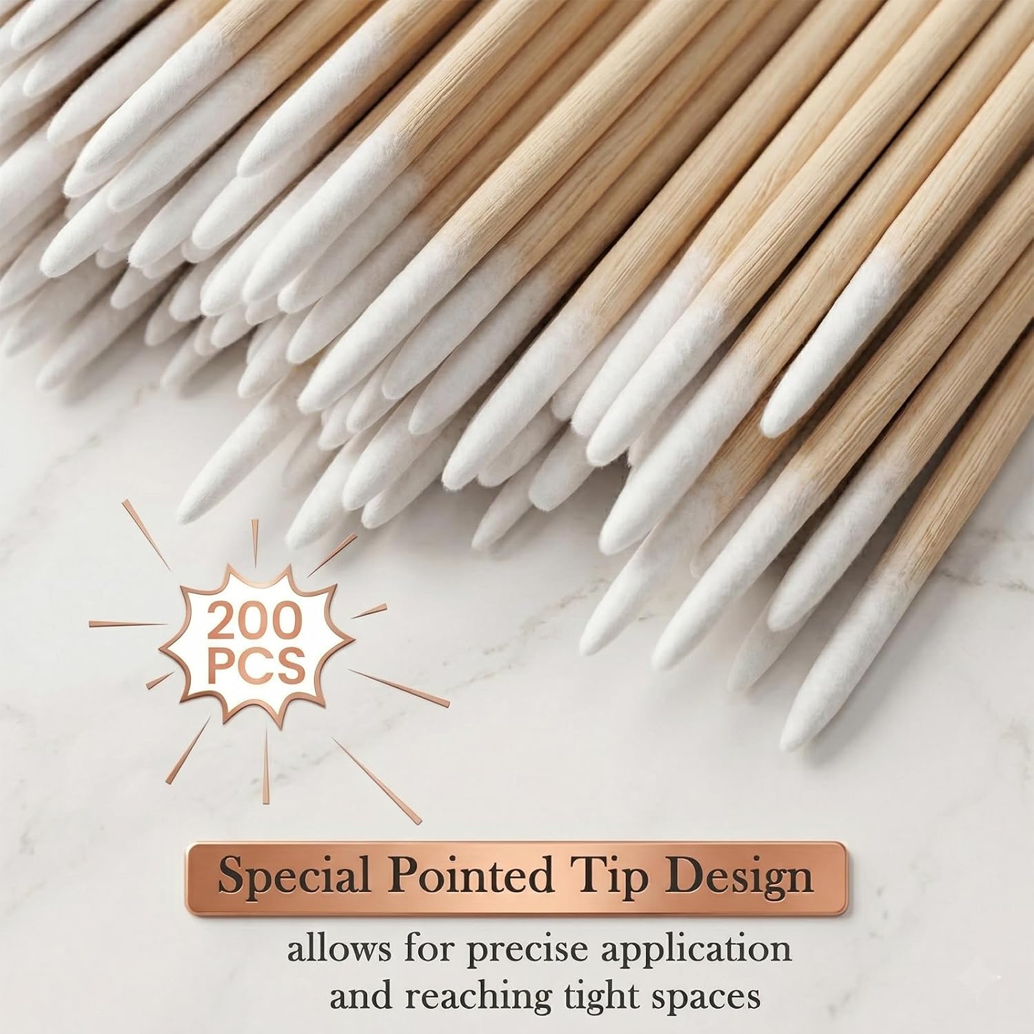200 PCS Pointed Tip Cotton Swabs, Precision Micro Cotton Swabs | Pointed tip cotton swabs designed for precise nail polish edge cleanup, Disposable Makeup Applicators Beauty Tools