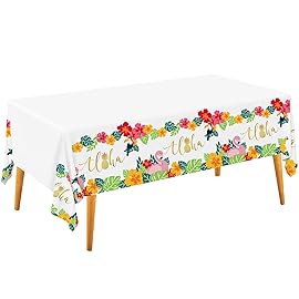 Tropical Luau Party Supplies Flamingo Disposable Tablecloth Plastic Waterproof Table Cover for Hawaiian Beach Party Decorations, 3 Pack 54X108inch