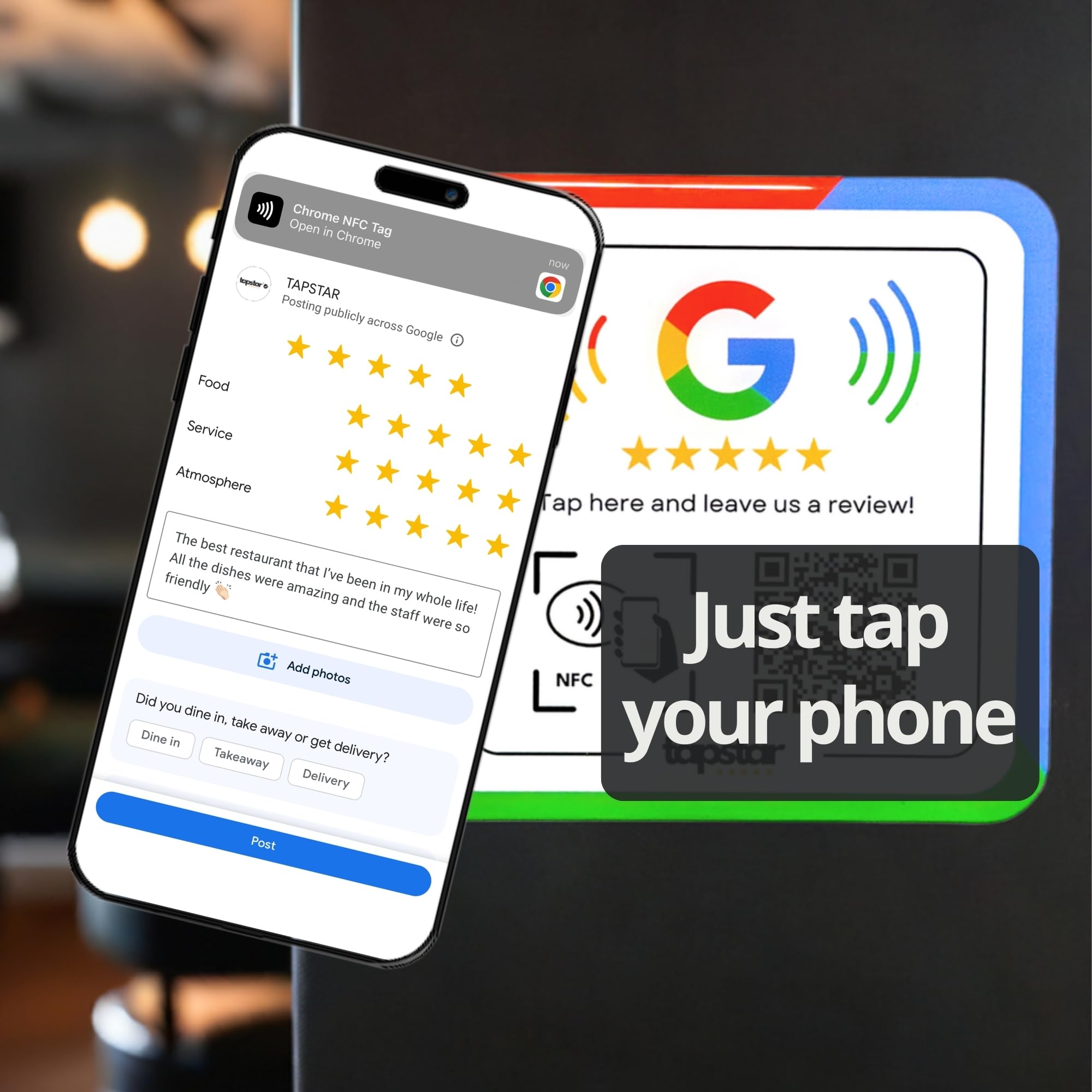 Acrylic Plate for Google Reviews with NFC & QR – Sticker – NFC Adhesive to Boost Google Reviews – QR for Opinions – Easy Setup with Web App – Universal Compatibility – No Subscriptions