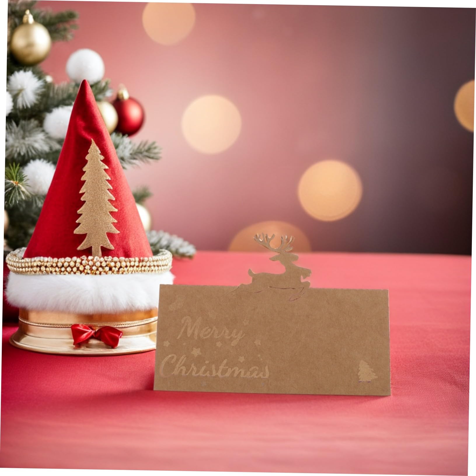Set Di 50 Segnaposto In Cartoncino Bianco A Forma Di Cervo Di Natale, Scrivibili Fronte/retro, Per Decorazione Tavola Feste
