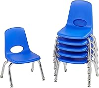 Vista 15 de Factory Direct Partners 10367-BL Silla escolar apilable de 16 pulgadas, asiento apilable para estudiantes con patas de acero cromado y rodamientos