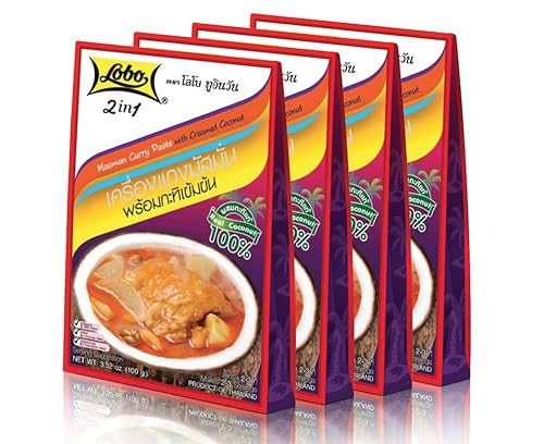 Lobo Pasta de curry Masman 2 en 1 con crema de coco (paquete de 4)