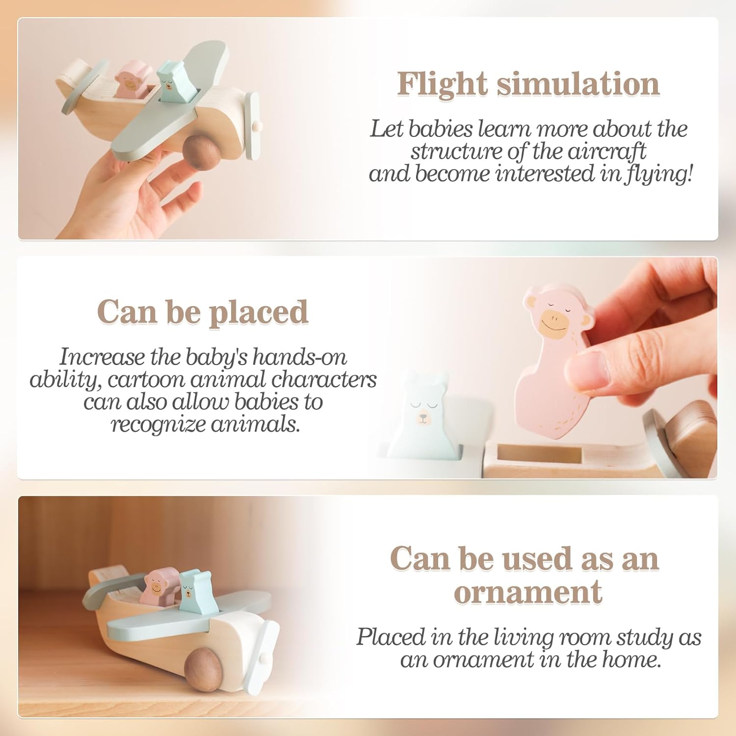 ibwaae Wooden Airplane Toys Set for Toddlers, Air Transport Vehicles Play Set Baby Push Car Toys for Babies Montessori Toy for Baby Gift - Image 5