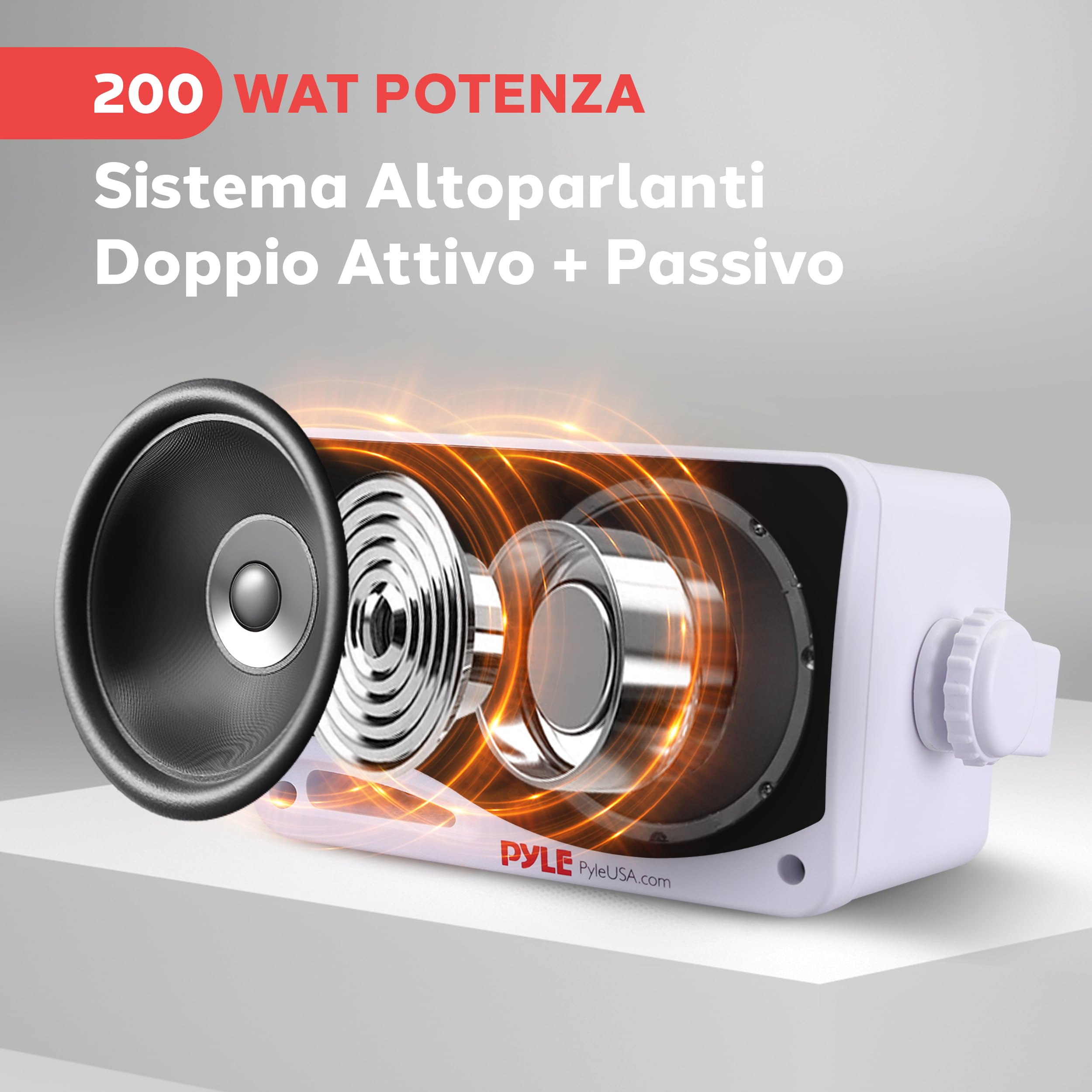 Pyle Cassa Bluetooth Wireless Impermeabile 3 Vie Attivi Passivi Montaggio Parete Soffitto Resistente Intemperie