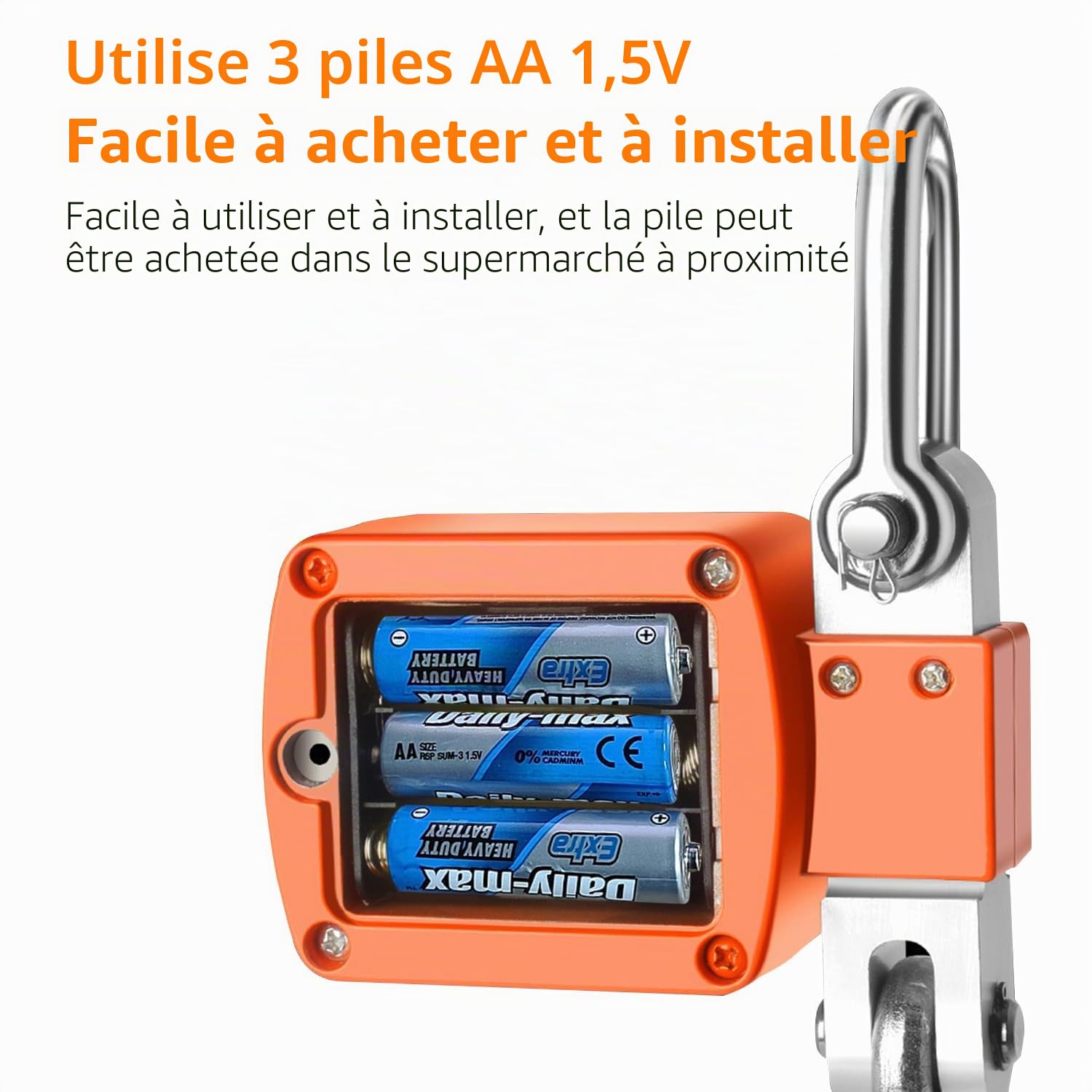 QUMOX Balance à grue numérique 500 kg/1 100 lb – Balance suspendue robuste avec écran LCD, fonction tare/maintien, unités multiples (kg/lb/N) – Balance à crochet industrielle