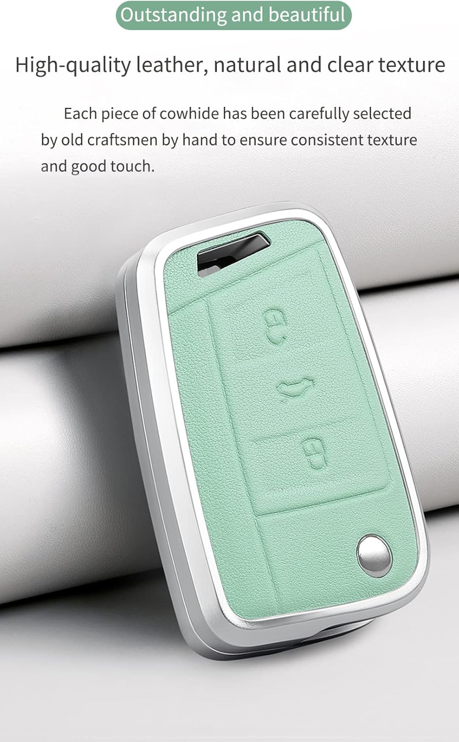 HIBEYO Car Key Fob Cover for Volkswagen Golf 7 MK7 Atlas Jetta Passat Arteon Tiguan Key Fob case 3 Button Protection Car Key Shell Cover Accessories with Keychains-Light Pink