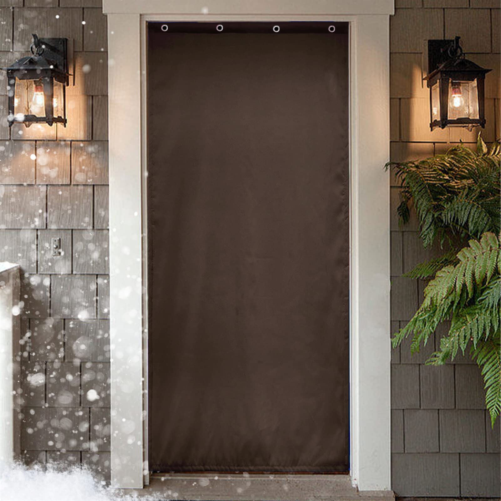 SK Studio Rideau de Porte Isolant Thermique Anti Froid Chaleur Rideaux Occultant Imperméable Coupe-Vent Séparation de Pièce pour Couloirs, Portes, Patio Marron,