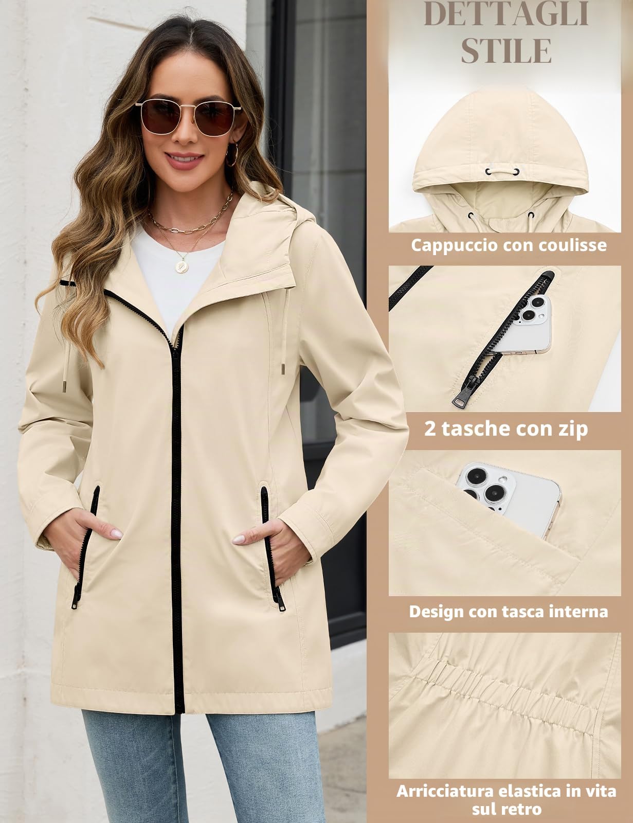 Tuopuda Giubbotto Leggero Donna Giacca Sportiva Outdoor con Cappuccio Cappotto Parka Giacca a vento per la Primavera Autunno