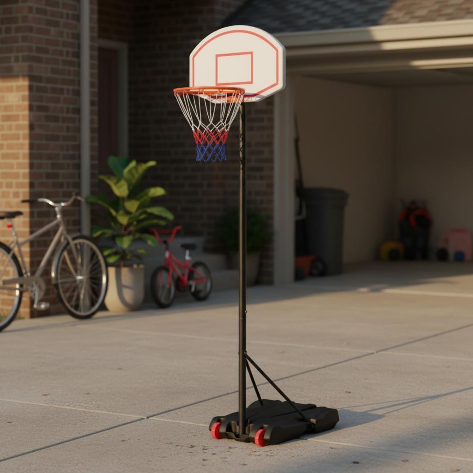 Canasta Pie Ajustable Interior y Exterior Canasta Baloncesto r Resistente para Niños, Adultos