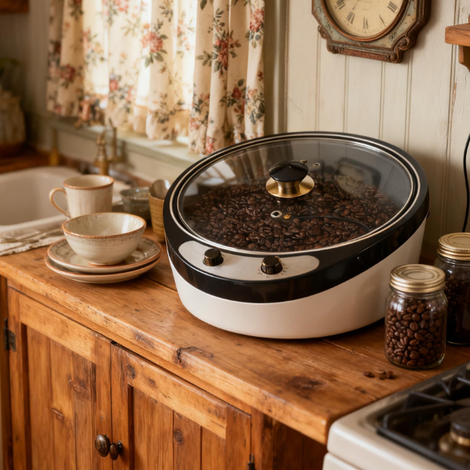 BOOZXCV Professional Electric Hot Air Coffee Bean Roaster Machine - Upgraded Coffee Roaster Baking Machine 300-800g Multi-Purpose Roasting,45° Tilted Chamber & Advanced Stirring