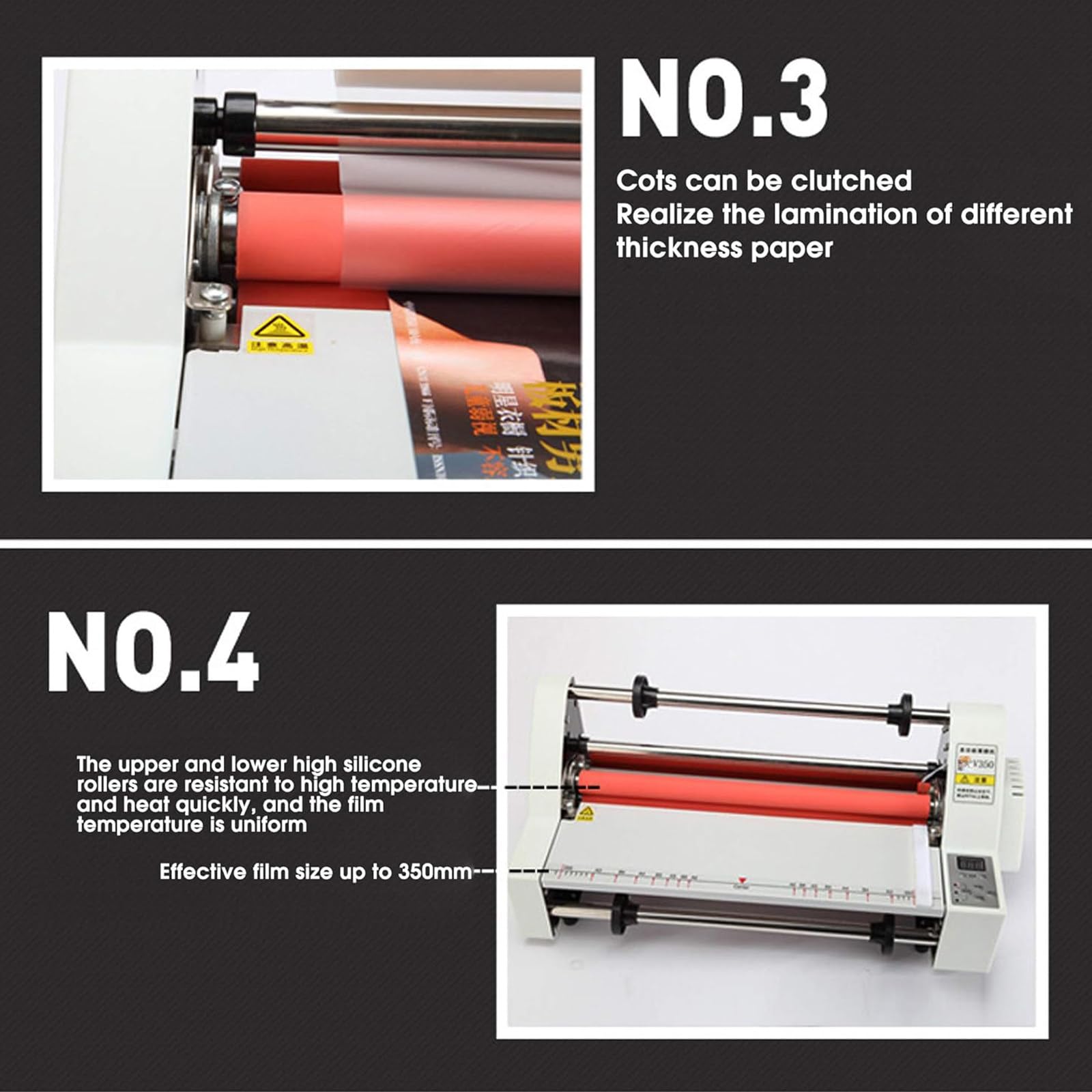 Macchina Laminatrice a Caldo E Freddo 700w,Macchina Laminatrice a Caldo Mono/Bifacciale,Larghezza Laminazione 35Cm/45Cm + Spessore Laminazione 0,1-5Mm,per Uffici,Case E Scuole,Width450mm
