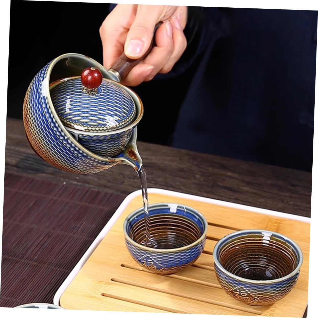 ABOOFAN Tetera Automática Diseño Elegante de Cerámica Juego de Té Portátil y Material Resistente para Viajes y Actividades al Aire Libre para Aficionados al Té