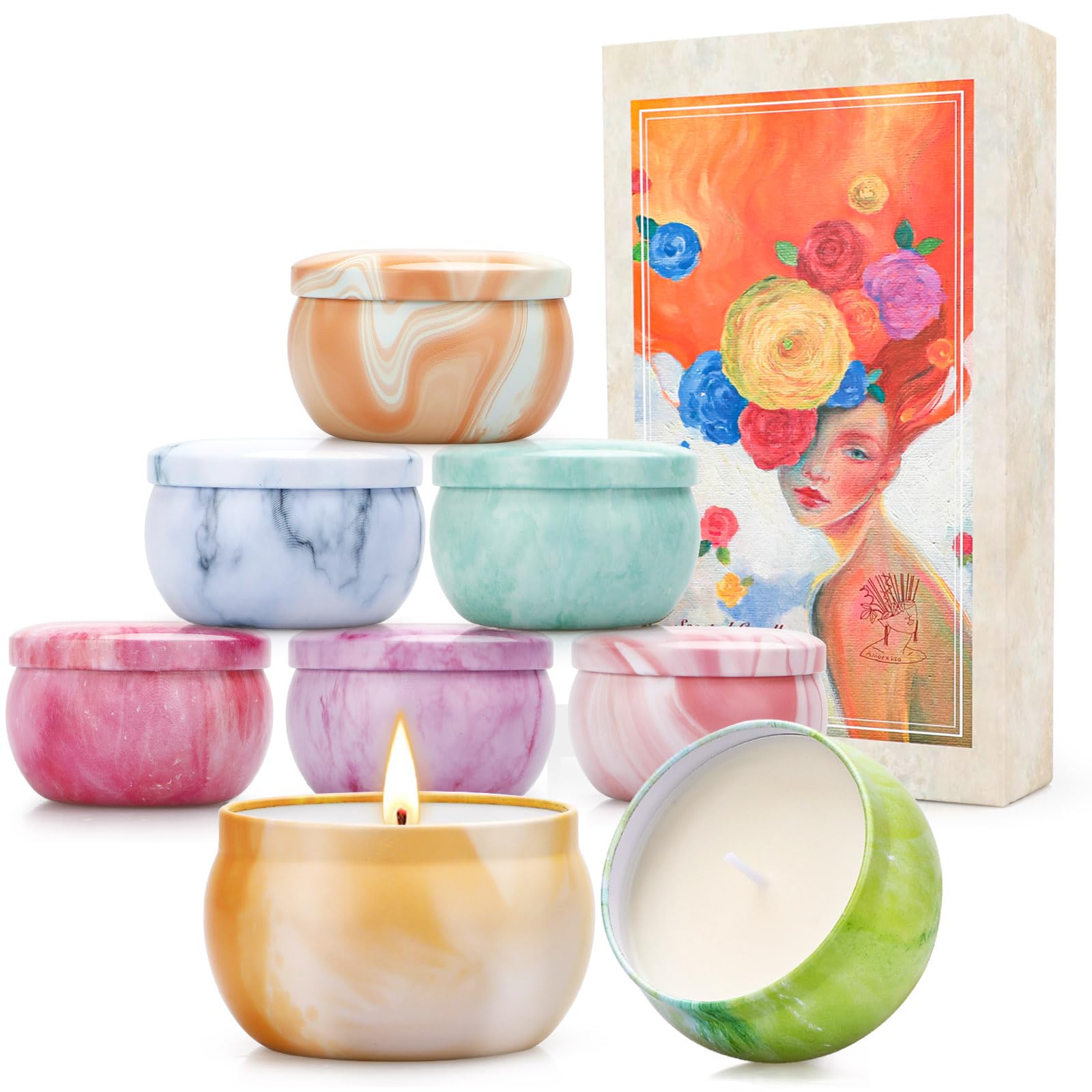 Amorxiao Velas Perfumadas Juego de 8 piezas, 2.5 oz Cera de Soja Natural, Decoración para Baño Yoga