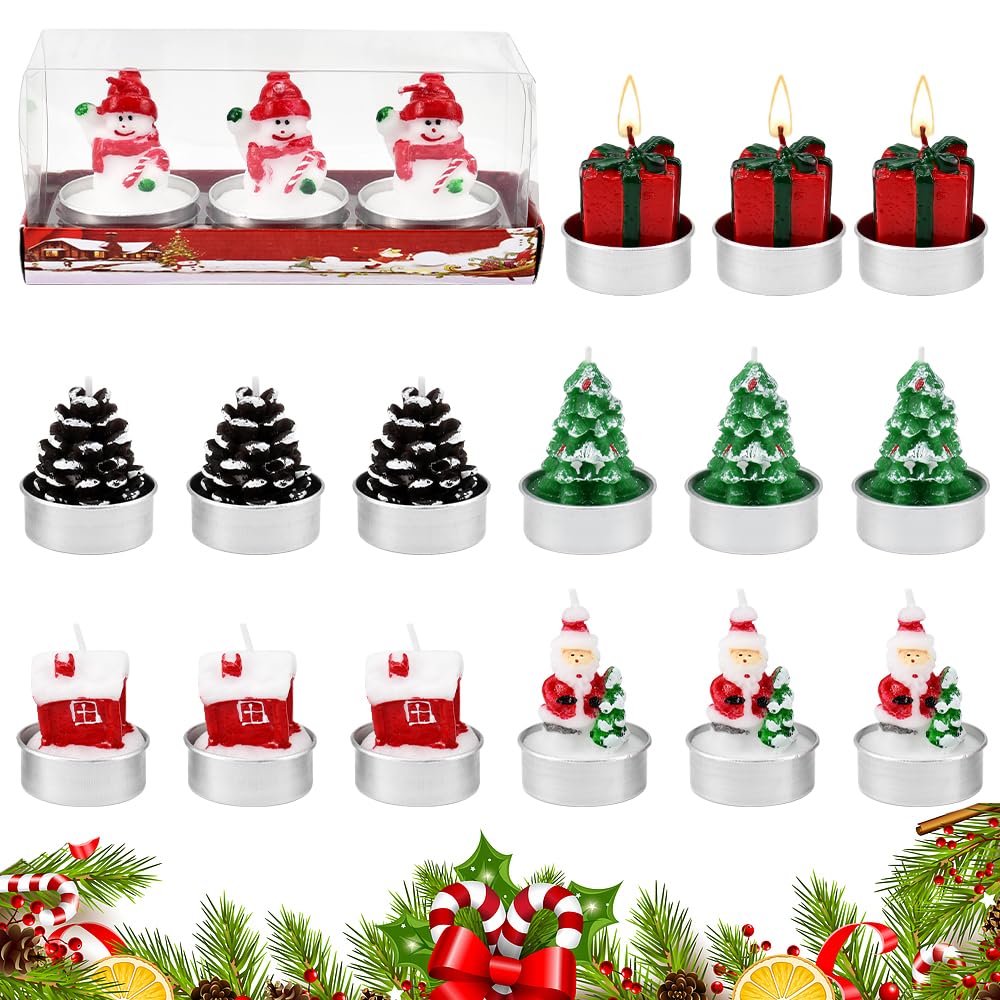 YBCCBY 18 PCS Velas Navideñas Pequeñas Juego de Vela de Navidad Velas de Candelita de Navidad Mini Velas Navideñas Velas de Navidad Delicadas Velas de Te Navidad Velas de Decoración Navideña Fiesta