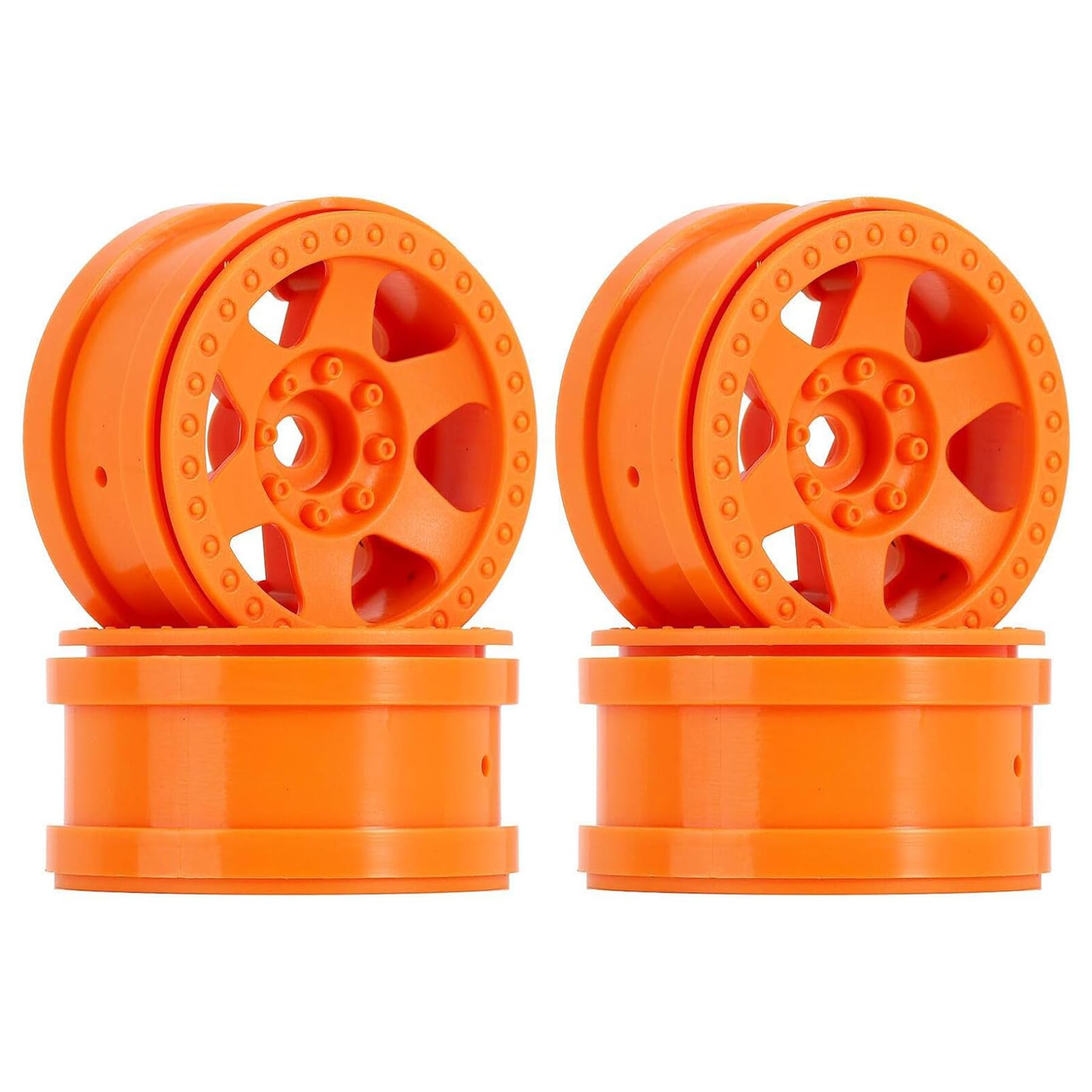 KINGCOO 4PCS Nylon Plastic 2.2 Inch Beadlock Wheel Rim Wheel Hub 12mm Drive Hex for 1/10 RC Crawler Car for Axial SCX10 90046 TRX4 Wraith RR10 RBX10 Capra 2.2Inch Tires (Orange)