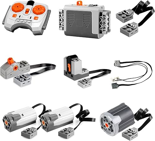 Miniatura 8 de Juego de motor de función de potencia de 9 piezas, control remoto y kit de motor de batería, compatible con juegos Lego Technic, nuevos motores y