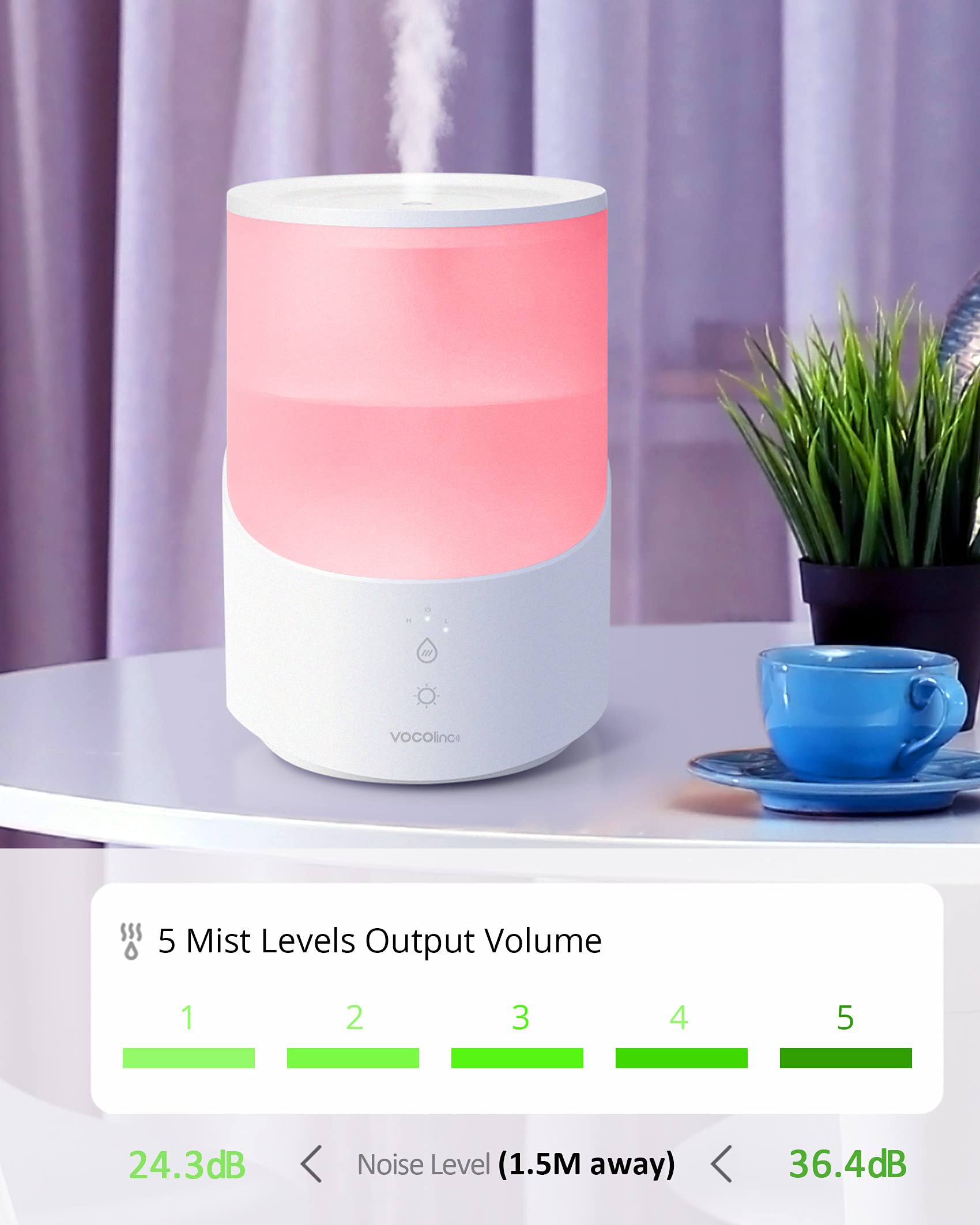 Vocolinc Cool Mist Humidifiers For Bedroom 2 5l Smart Humidifier 