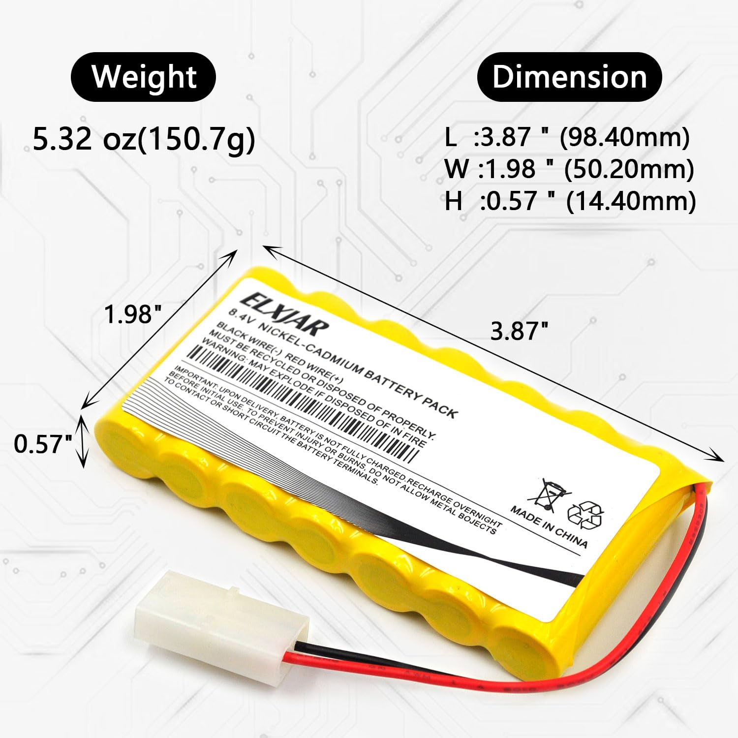 Amazon.com: (2-Pack) 8.4V 800mAh Ni-Cd Battery with Tamiya