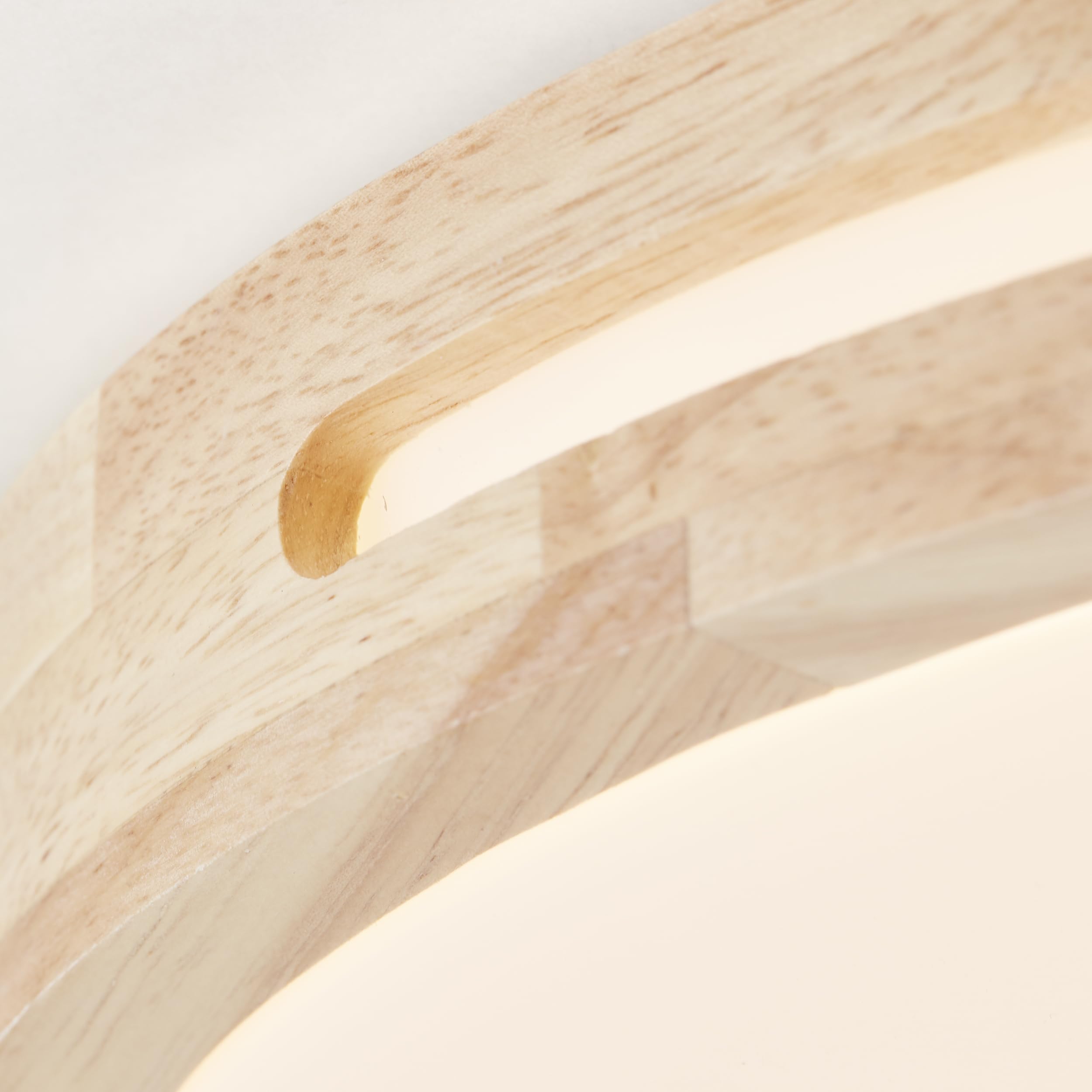 Lightbox Aplique y plafón LED regulador de intensidad de 3 pasos y marco de madera marrón claro de árbol de caucho y color de luz blanco cálido (3000 K) | Ø 39 cm | 24 W | 2100 lm | fabricado en