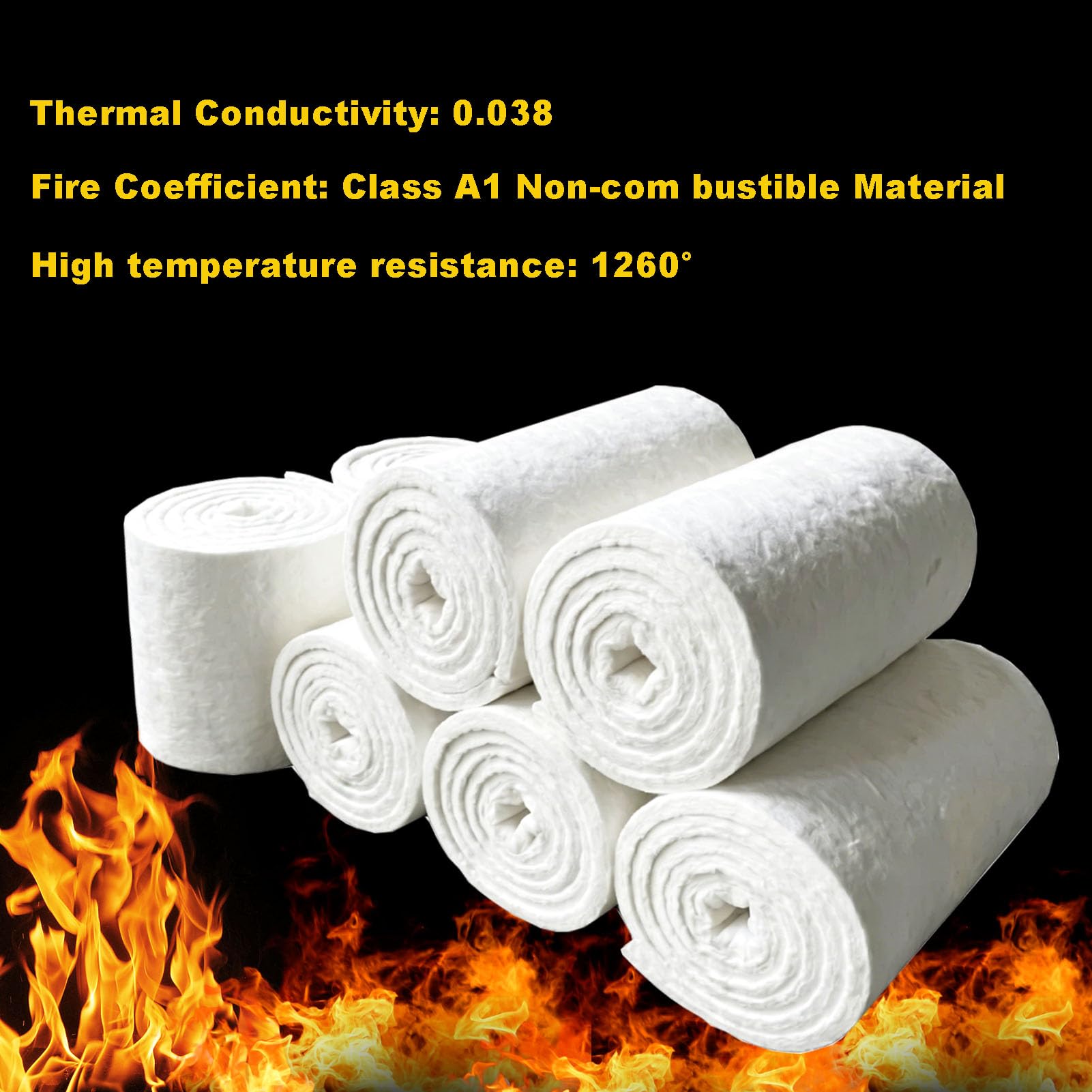 Coperta in Fibra Ceramica Isolante - Isolamento Termico e Ignifugo Senza Manutenzione per Forni e Stufe a Legna - Lana di Roccia ad Alta T(Size:5m * 0.61m * 30mm(196.85 * 24.02 * 1.18 inches))
