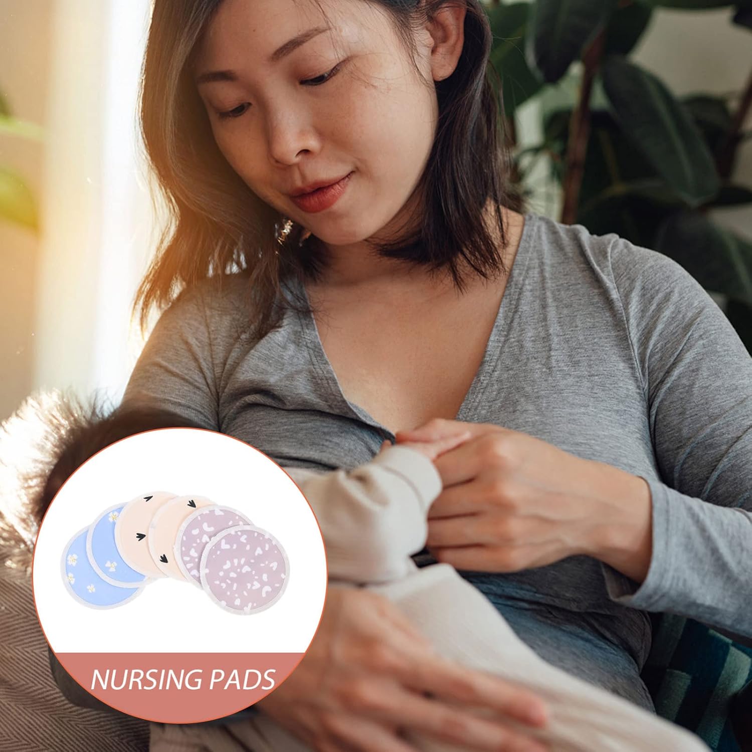 1set Reusable Breastfeeding Pads Washable Highly Absorbent Nursing Cushions Postpartum Leakage for Women Comfortable and Skin-Friendly Design