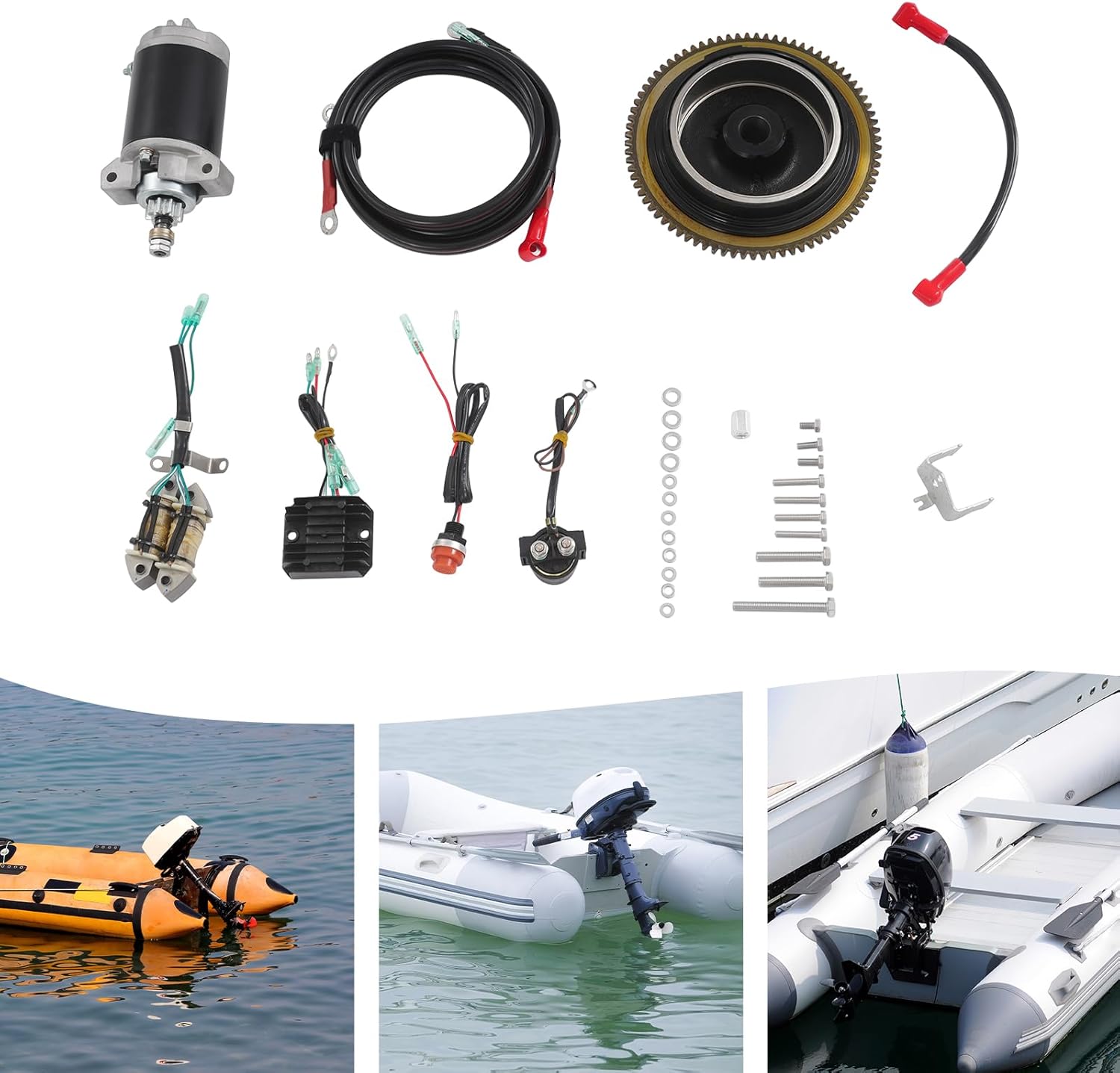 Electric Start Kit Fit for 15HP 4-Stroke Outboard Motor - Easy Installation, Durable Starter Motor Conversion Kit for Boating, Fishing & Marine Adventures