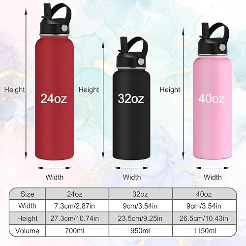 Miniatura 5 de Botella de agua aislada personalizada con tapa de pajilla, botella de agua deportiva grabada personalizada con nombre, botella de agua de acero