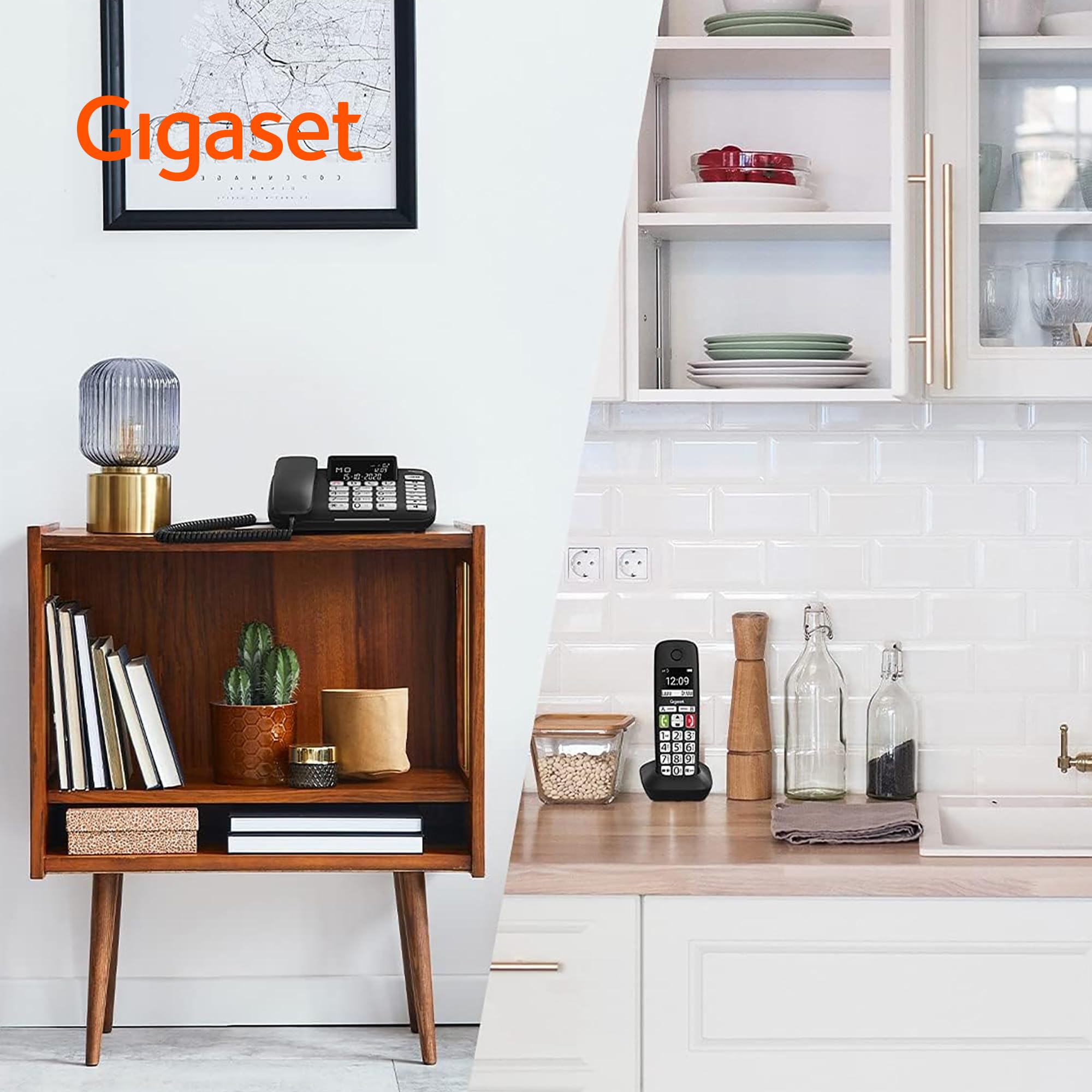 Gigaset DL780 Plus Telefono Fisso con Cornetta Cordless, Nero | Sincronizzazione chiamate, suonerie forti, [Versione Italiana]