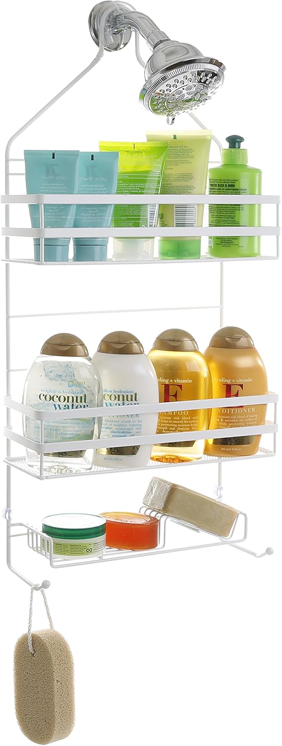 BINO 'Lafayette' Rust-Resistant 3-Shelf Over-the-Showerhead Caddy, White